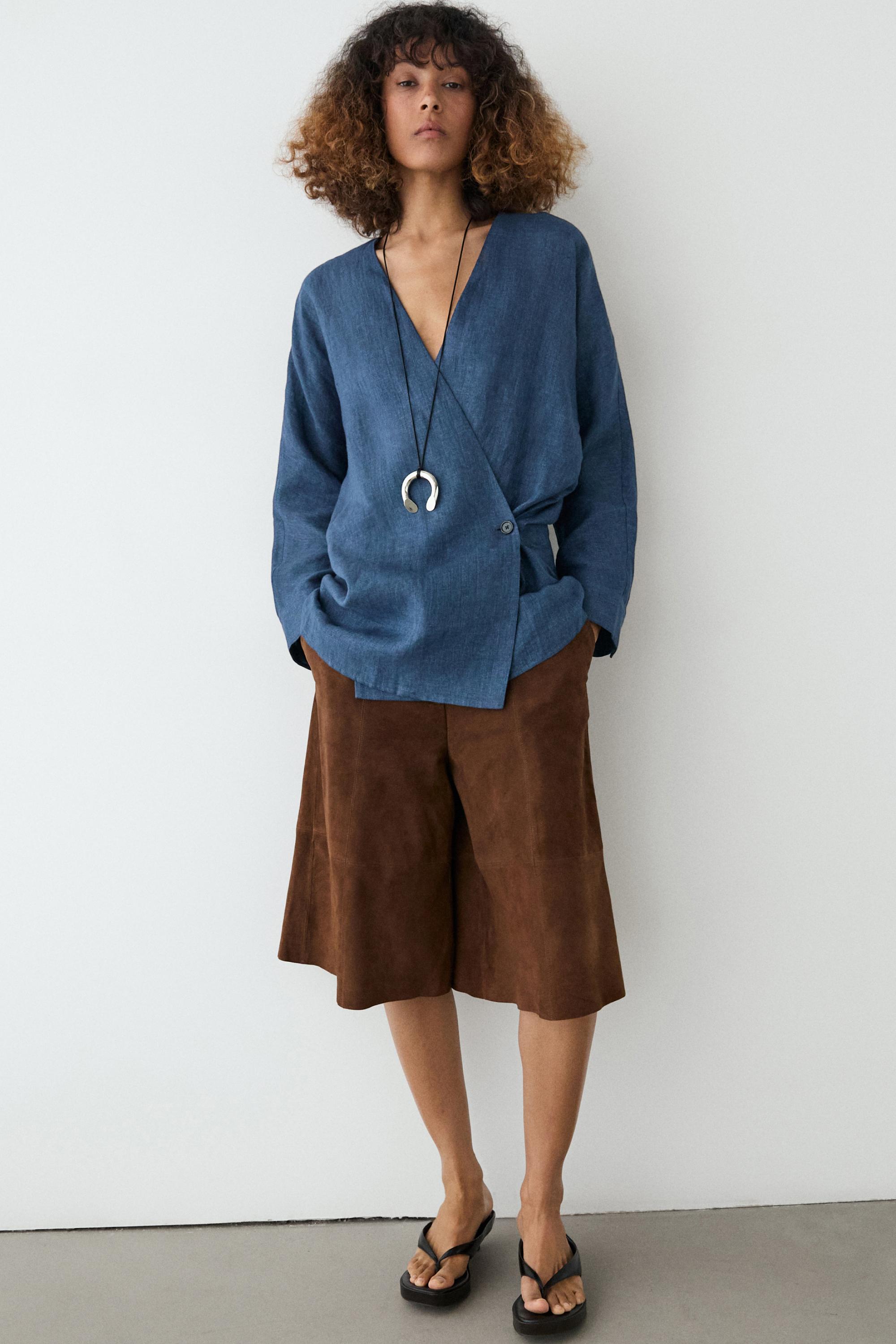 Long suede leather Bermuda shorts — BROWN