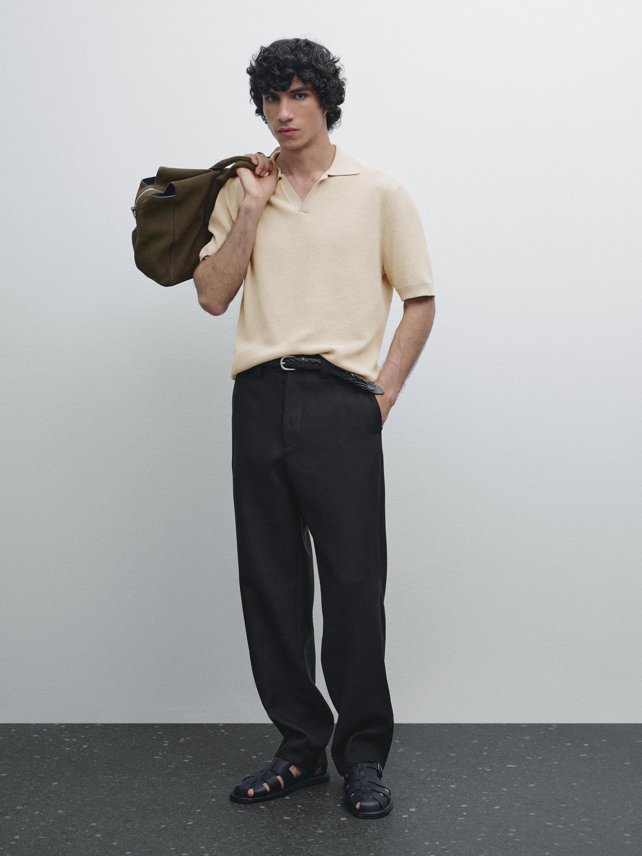 100% cotton contrast polo sweater