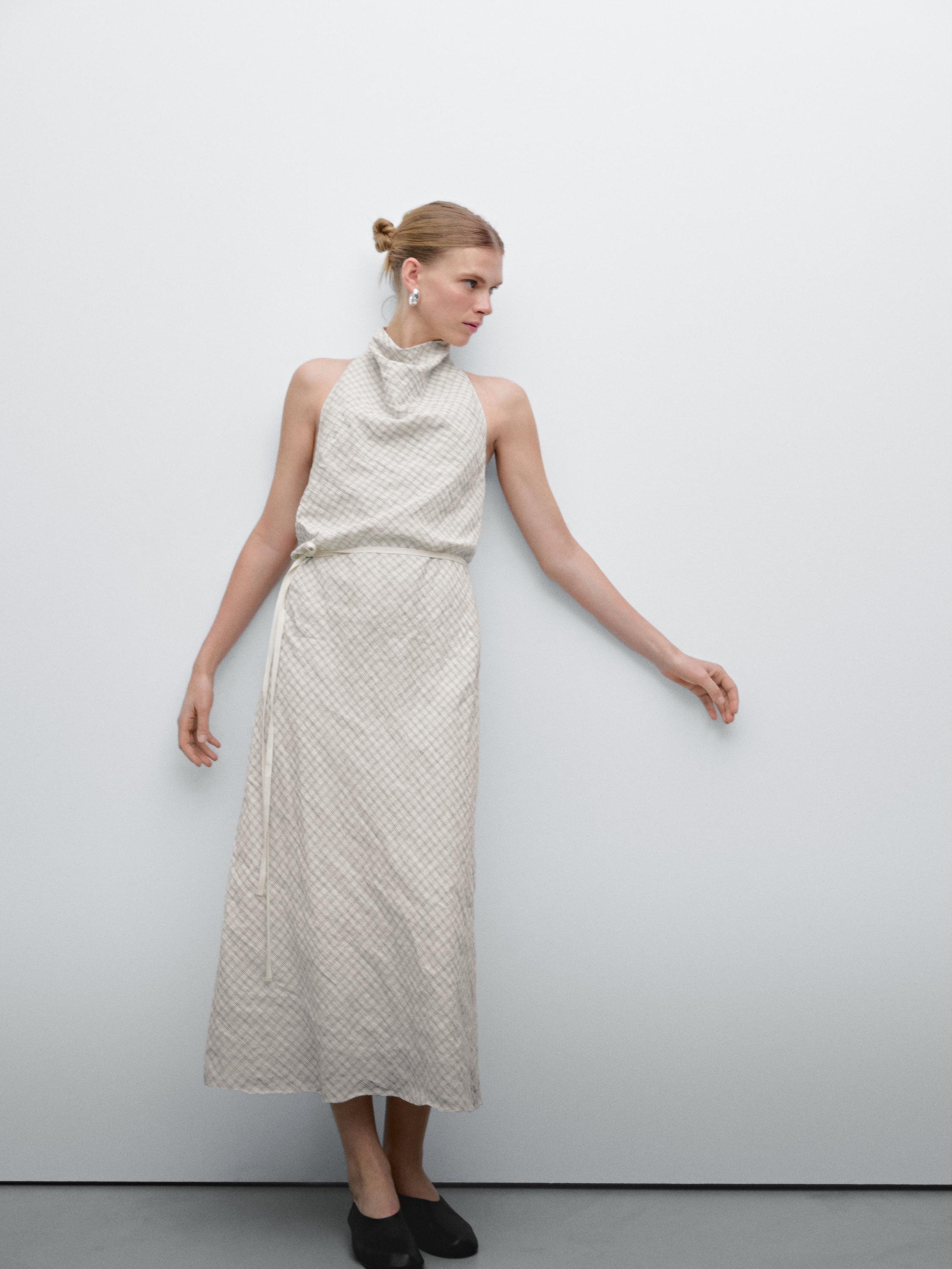 Halter midi dress with low-cut back