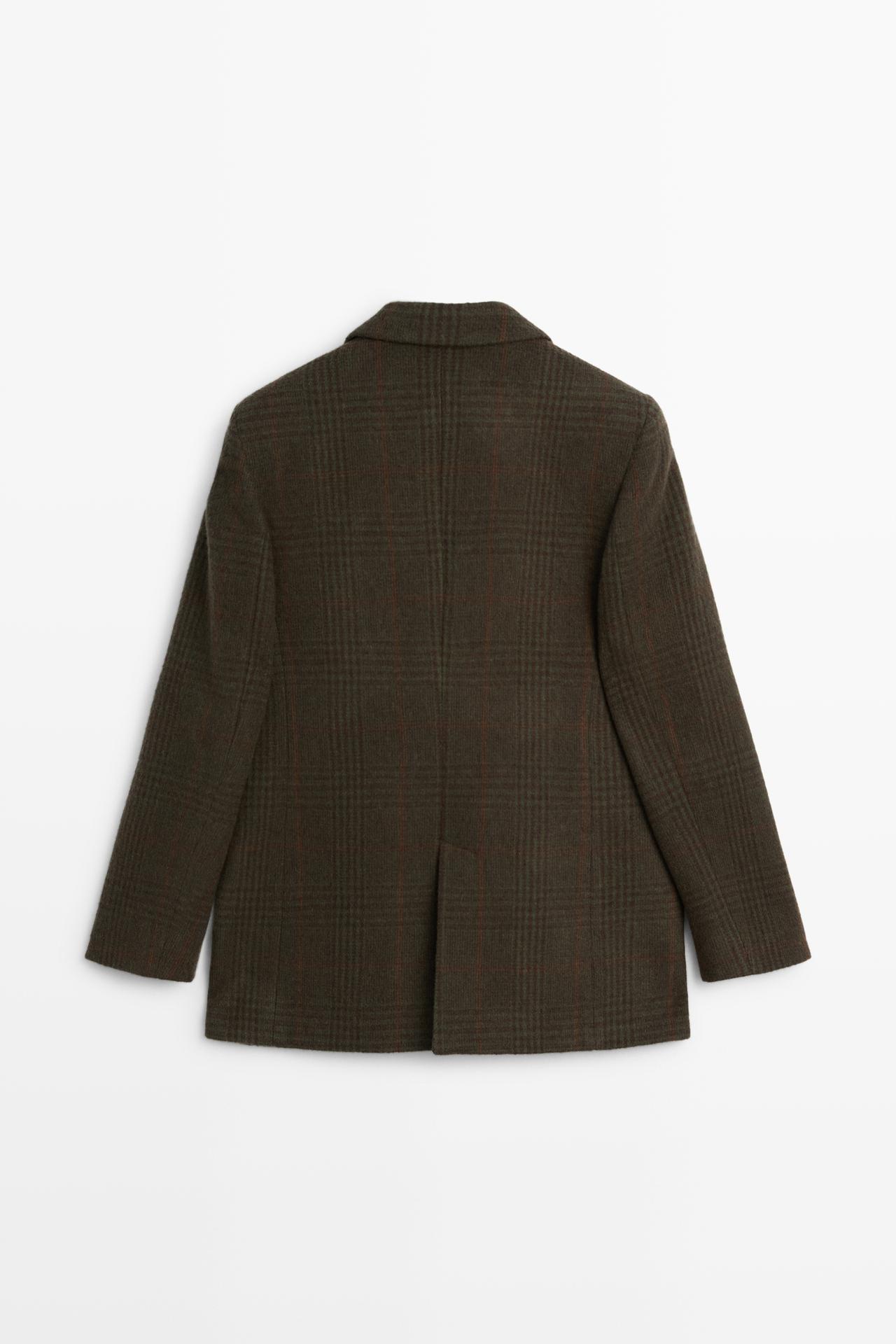 Checked wool blend blazer — MINK