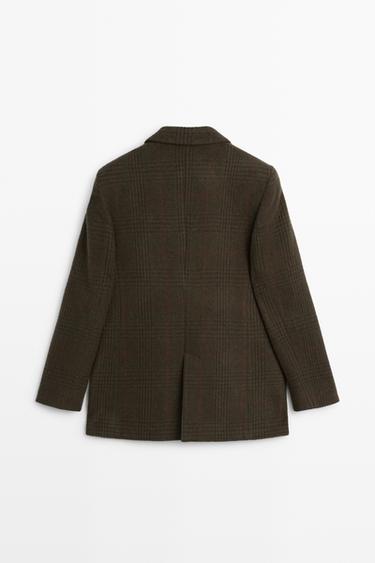 Checked wool blend blazer — MINK 6