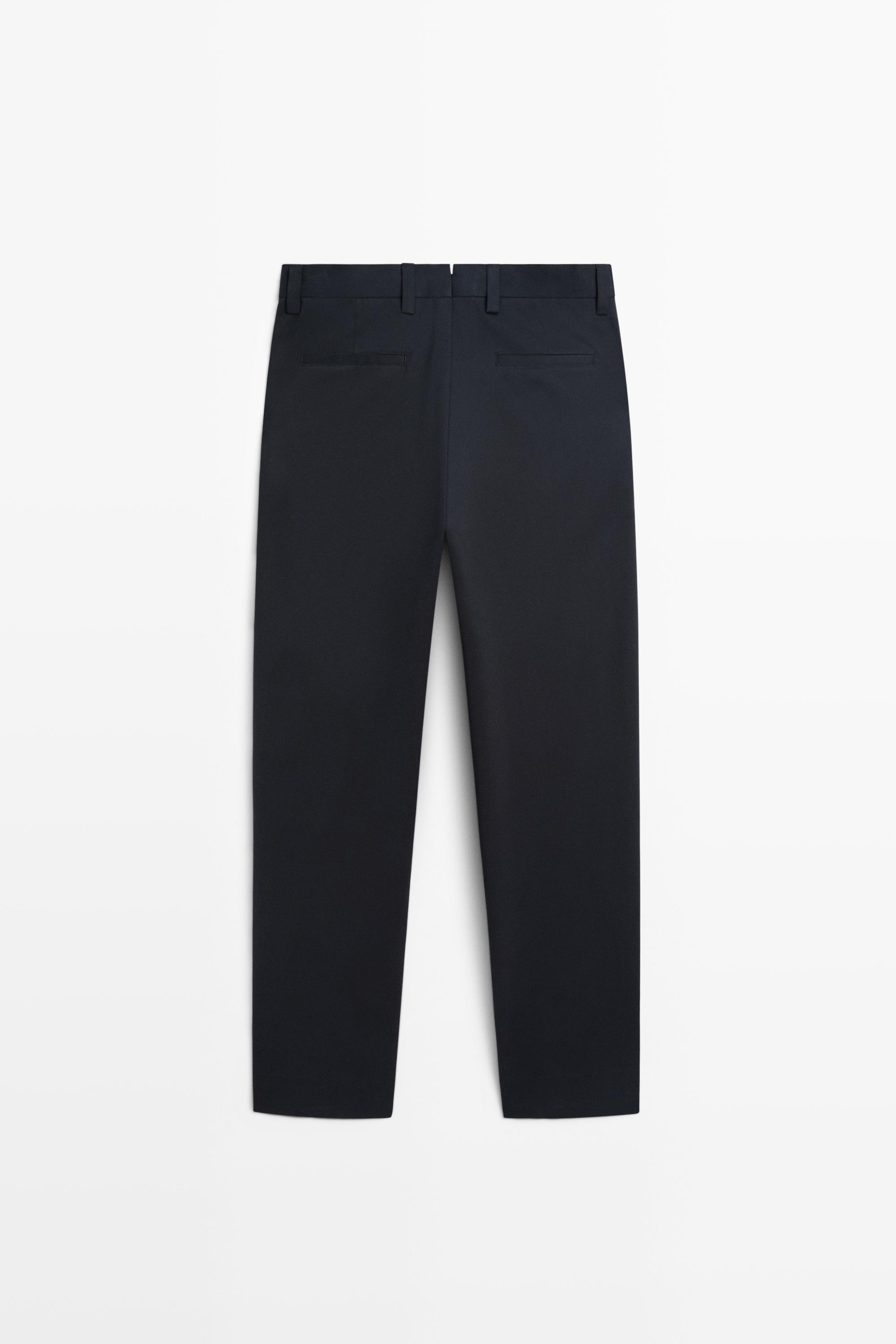 Cotton blend darted trousers — NAVY BLUE