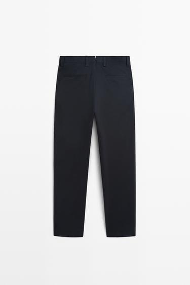Cotton blend darted trousers — NAVY BLUE 6