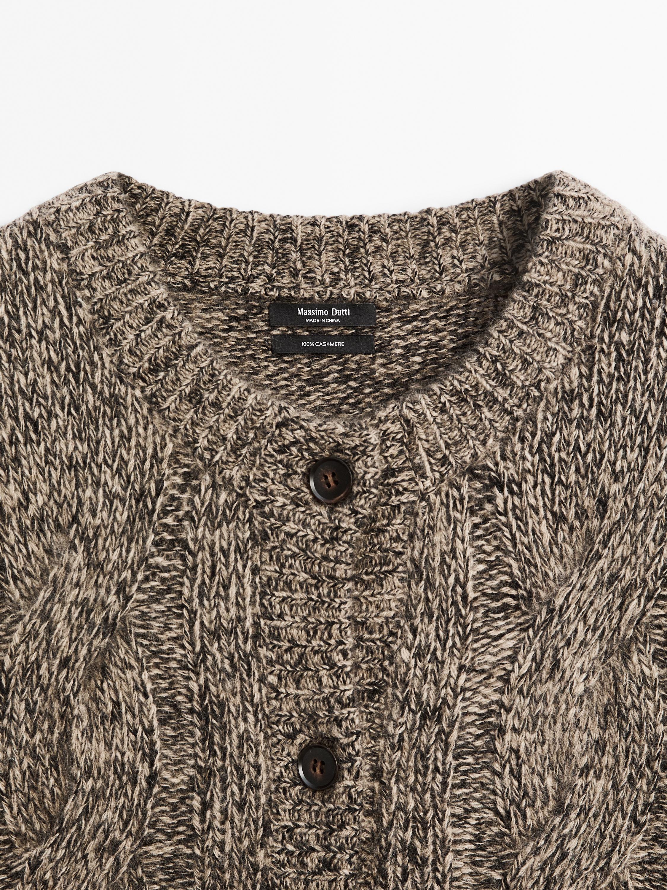 100% cashmere mouliné knit cardigan