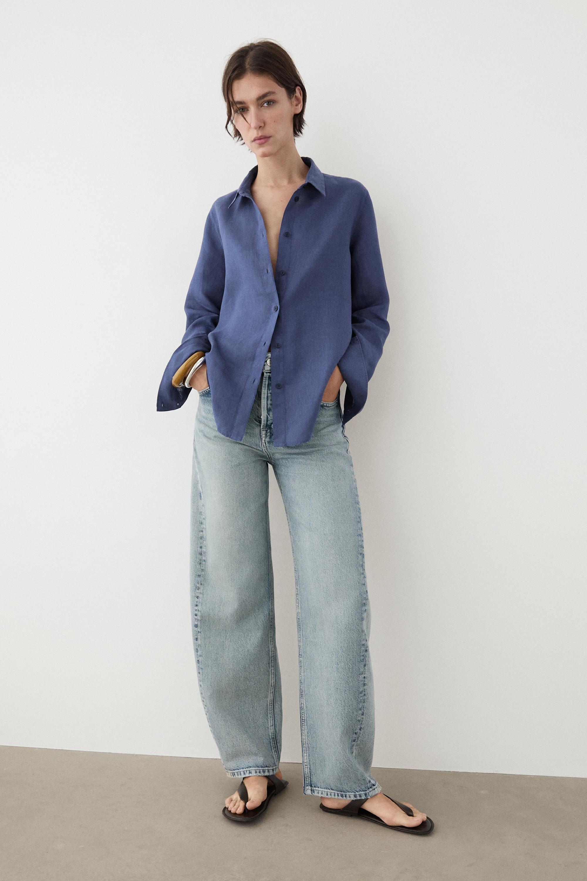 Flowing 100% linen shirt — DEEP BLUE