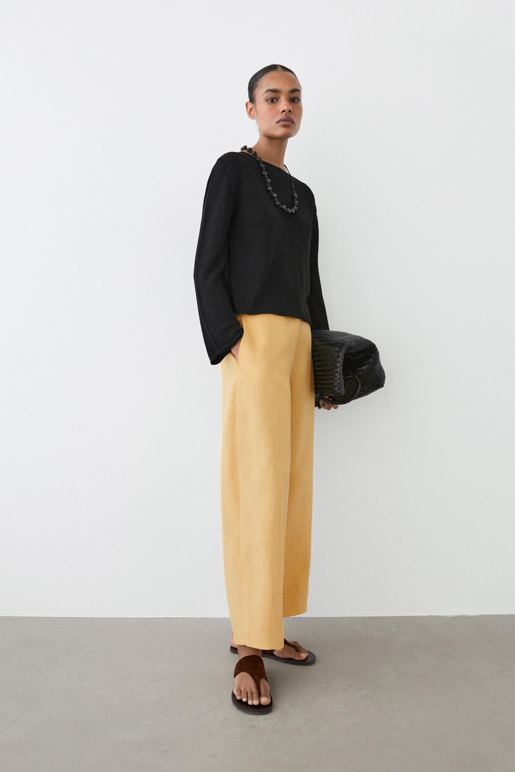 Linen barrel fit pants — YELLOW