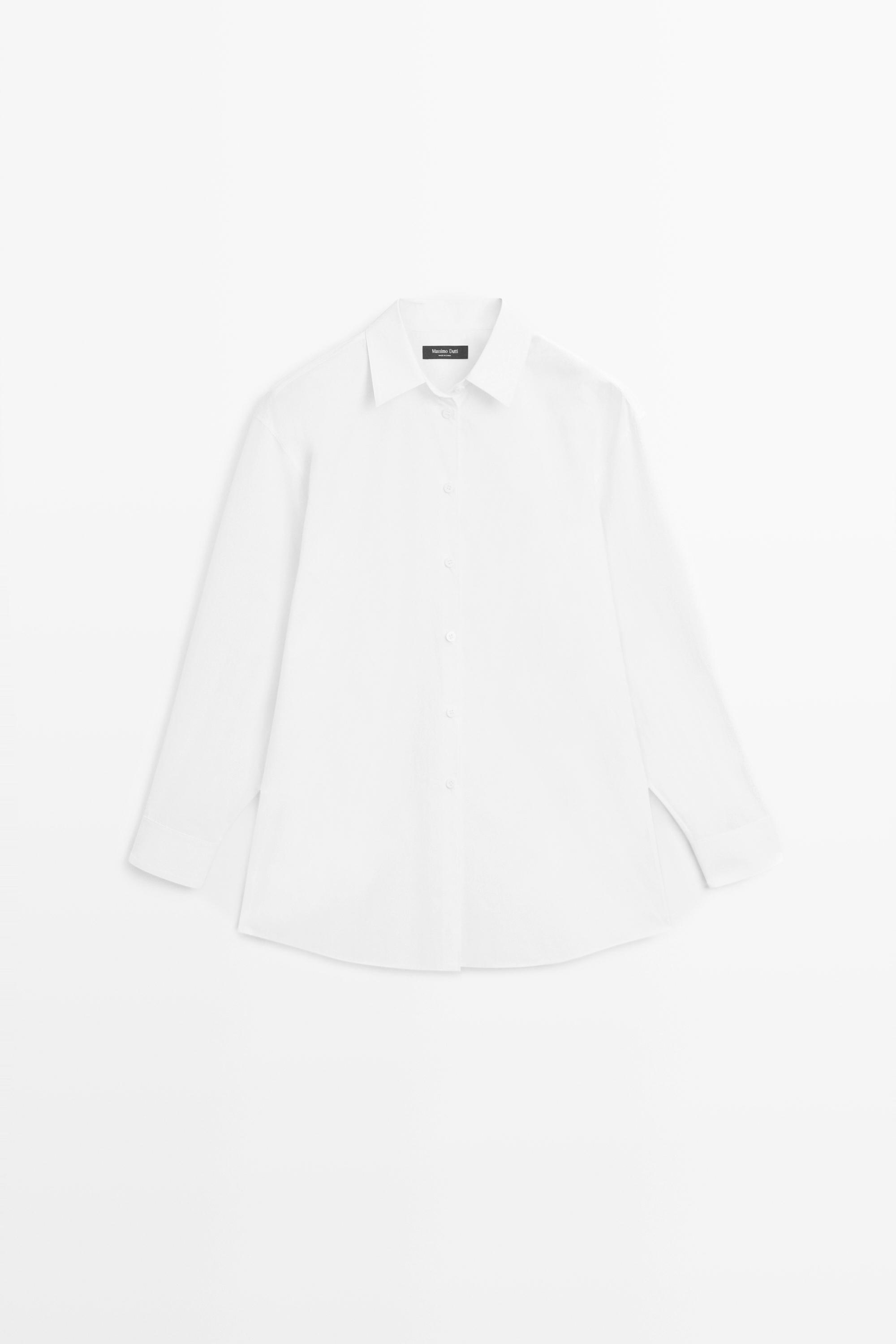 100% cotton poplin shirt — WHITE