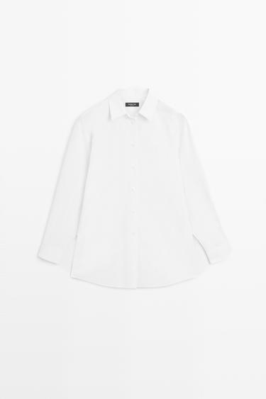 100% cotton poplin shirt — WHITE 2