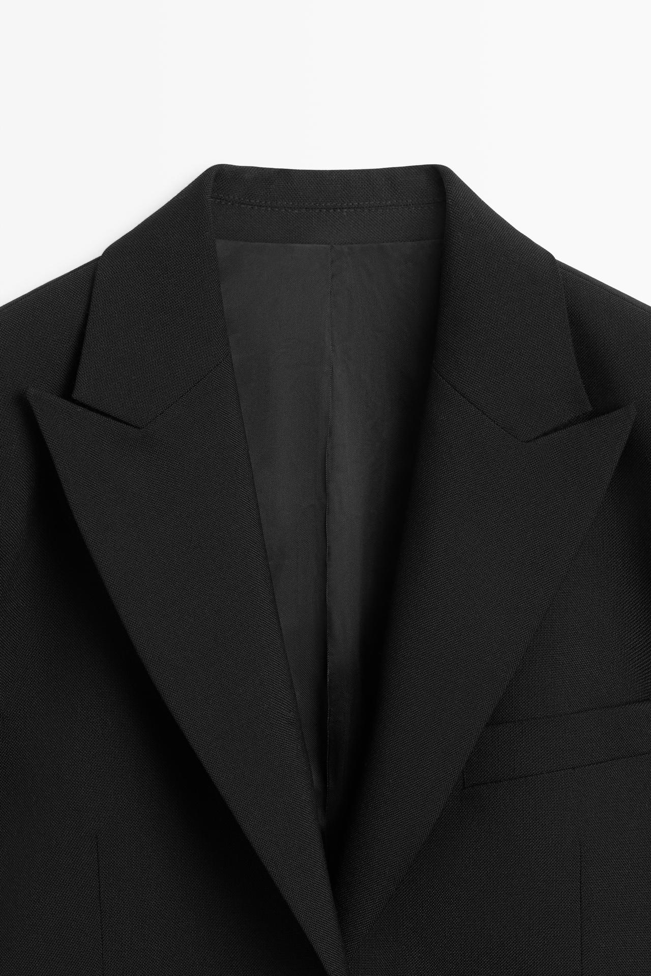 100% Wool Suit Blazer — BLACK