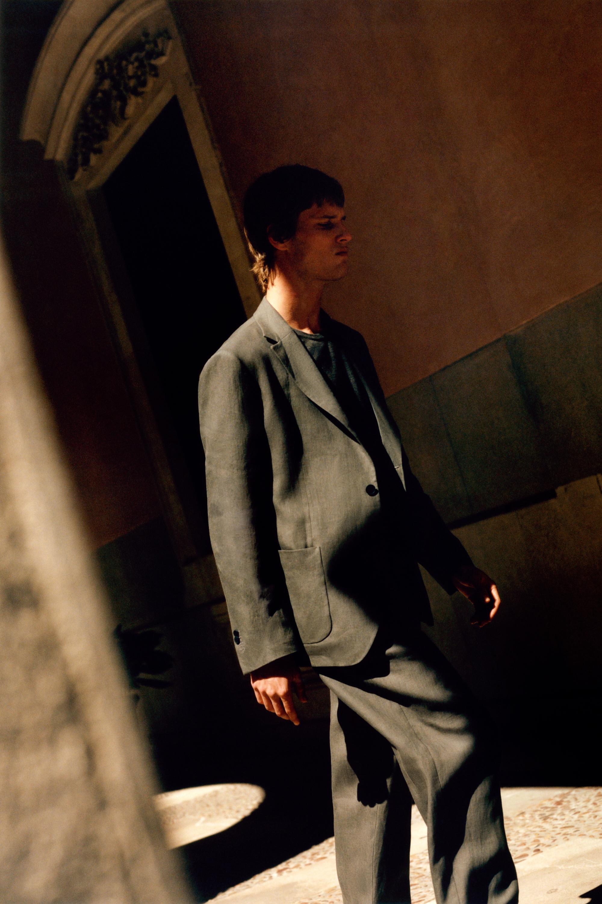 100% linen suit blazer — DARK GREEN