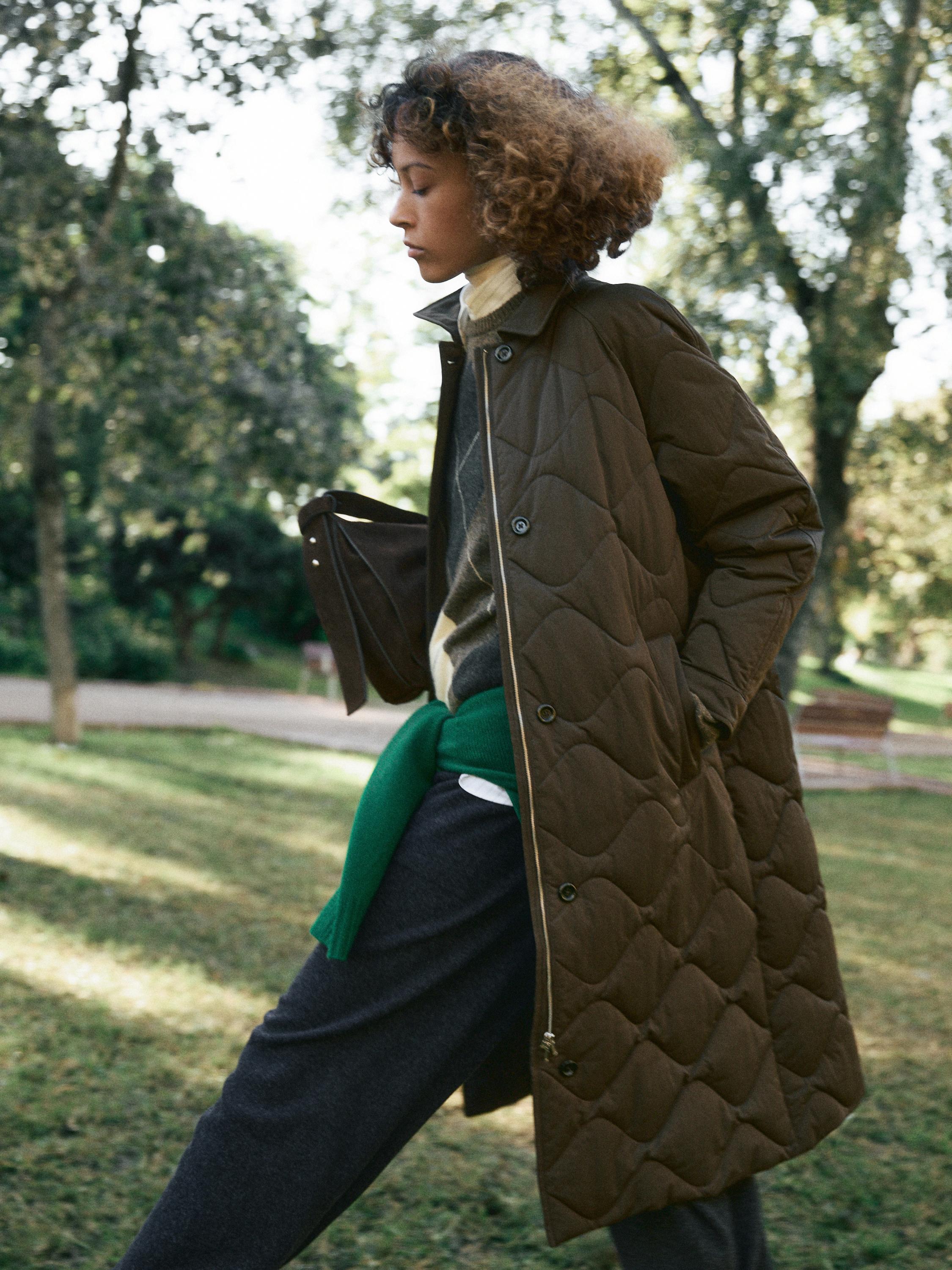 Long water-repellent puffer jacket