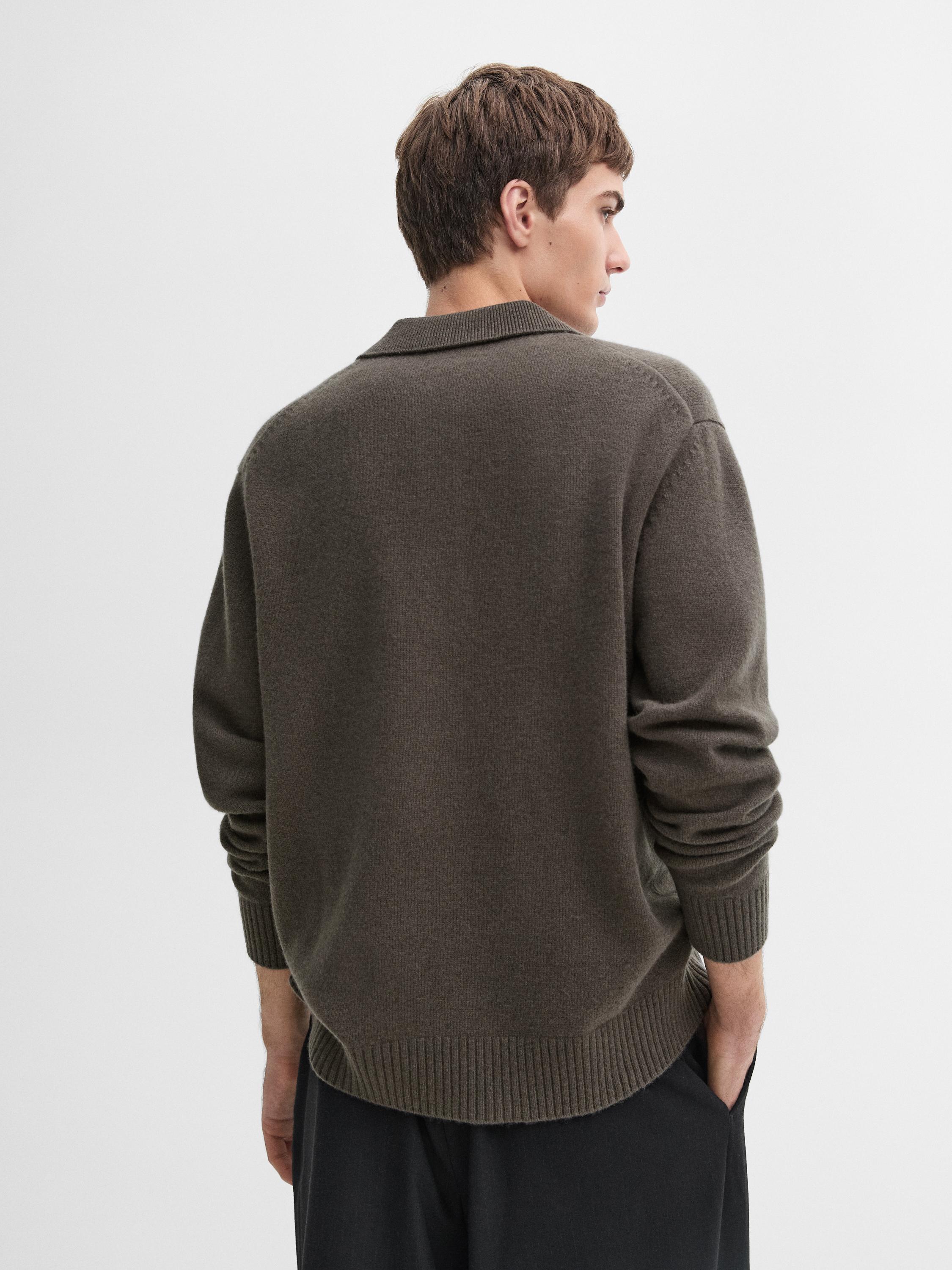 100% wool knit polo sweater