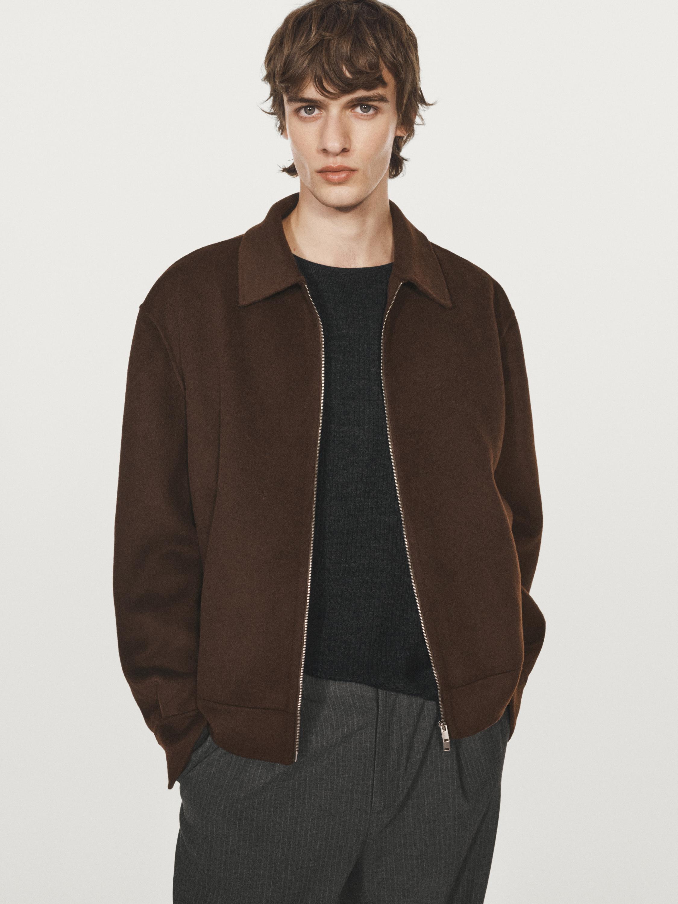 Wool blend jacket with zip detail