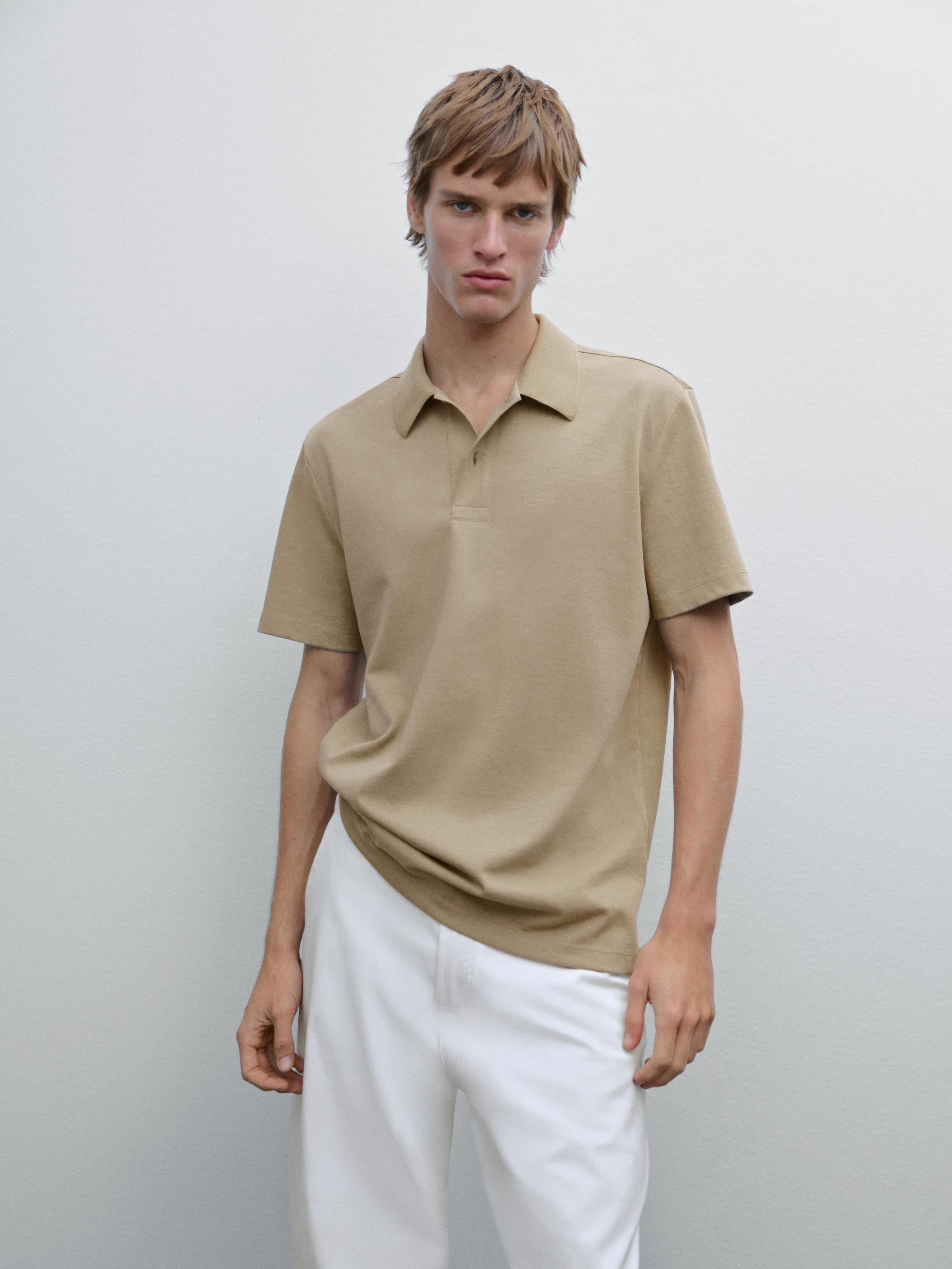 Cotton blend short sleeve polo shirt