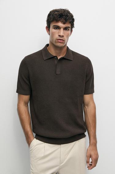 100% cotton short sleeve polo shirt — BROWN MARL 3