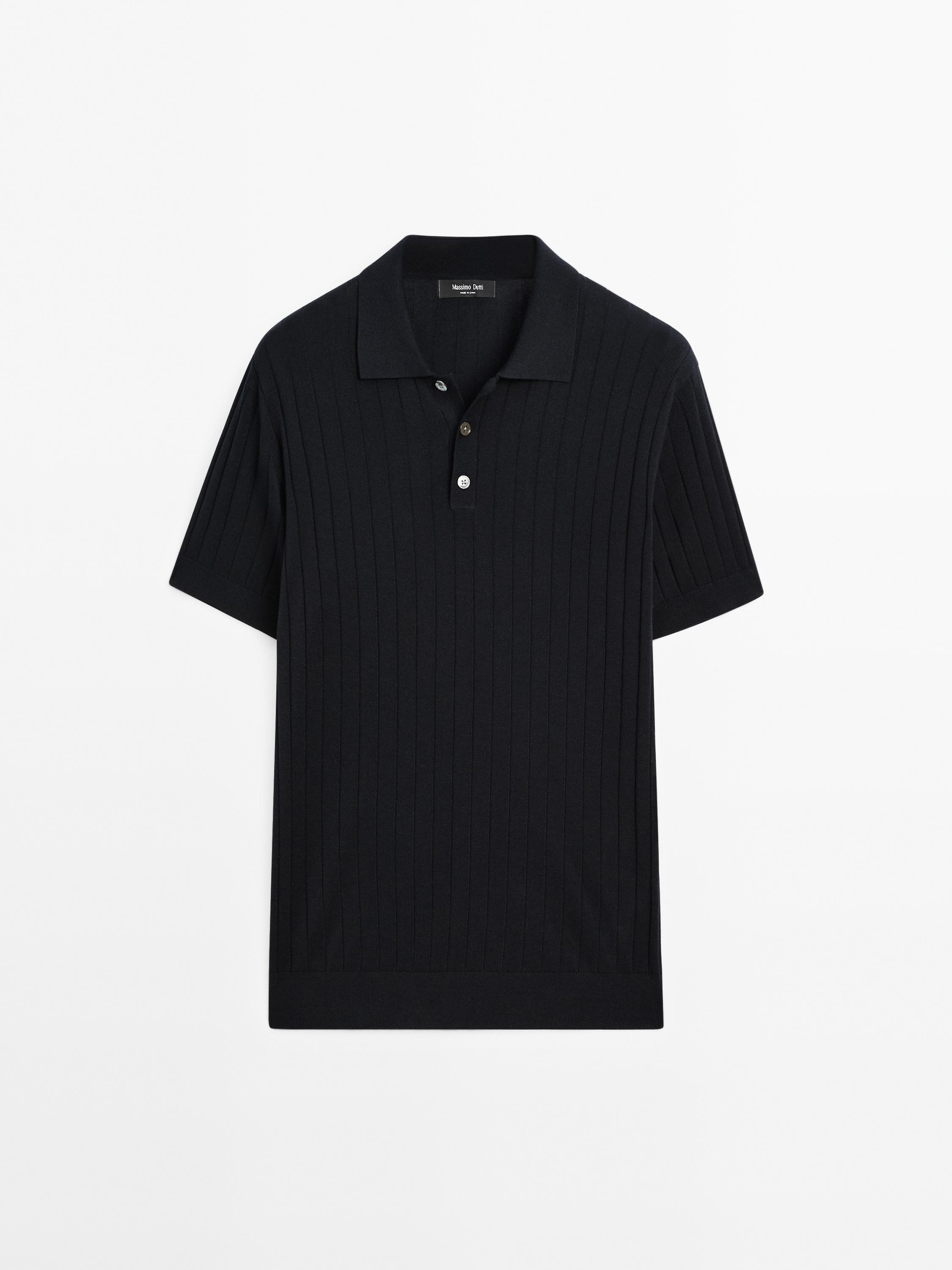 Ribbed knit polo shirt