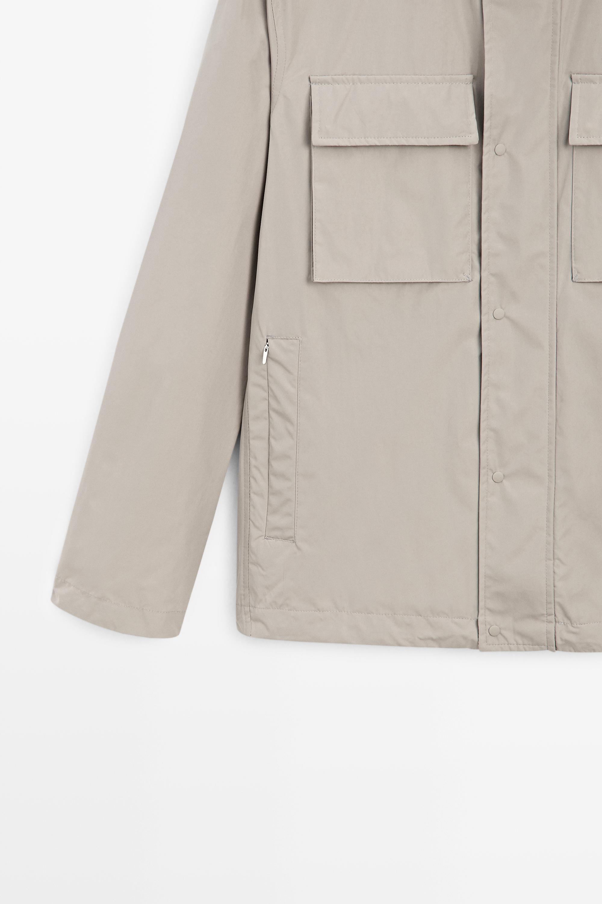 Technical fabric jacket with pocket details — GREY MARL