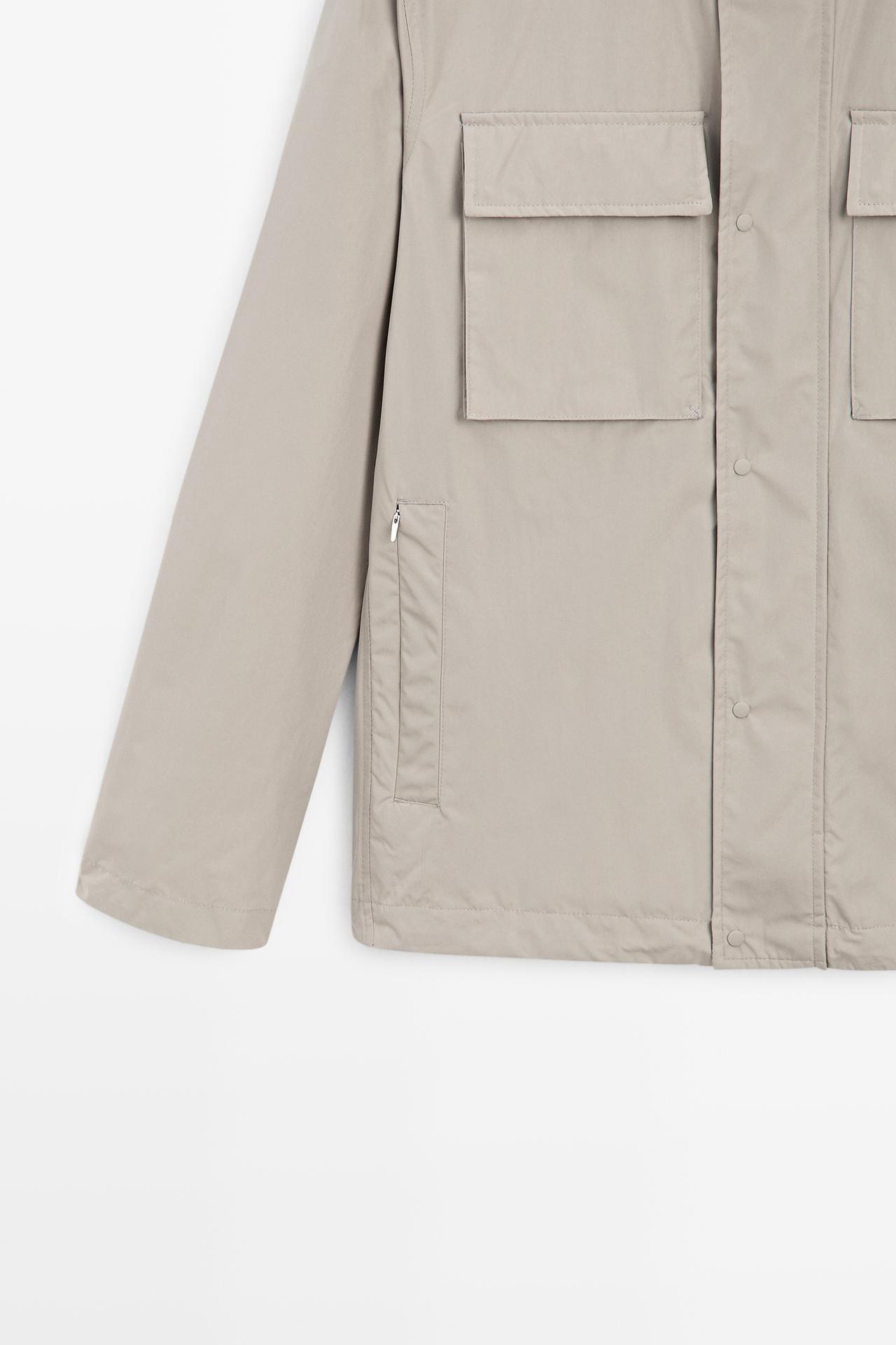 Technical fabric jacket with pocket details — GREY MARL
