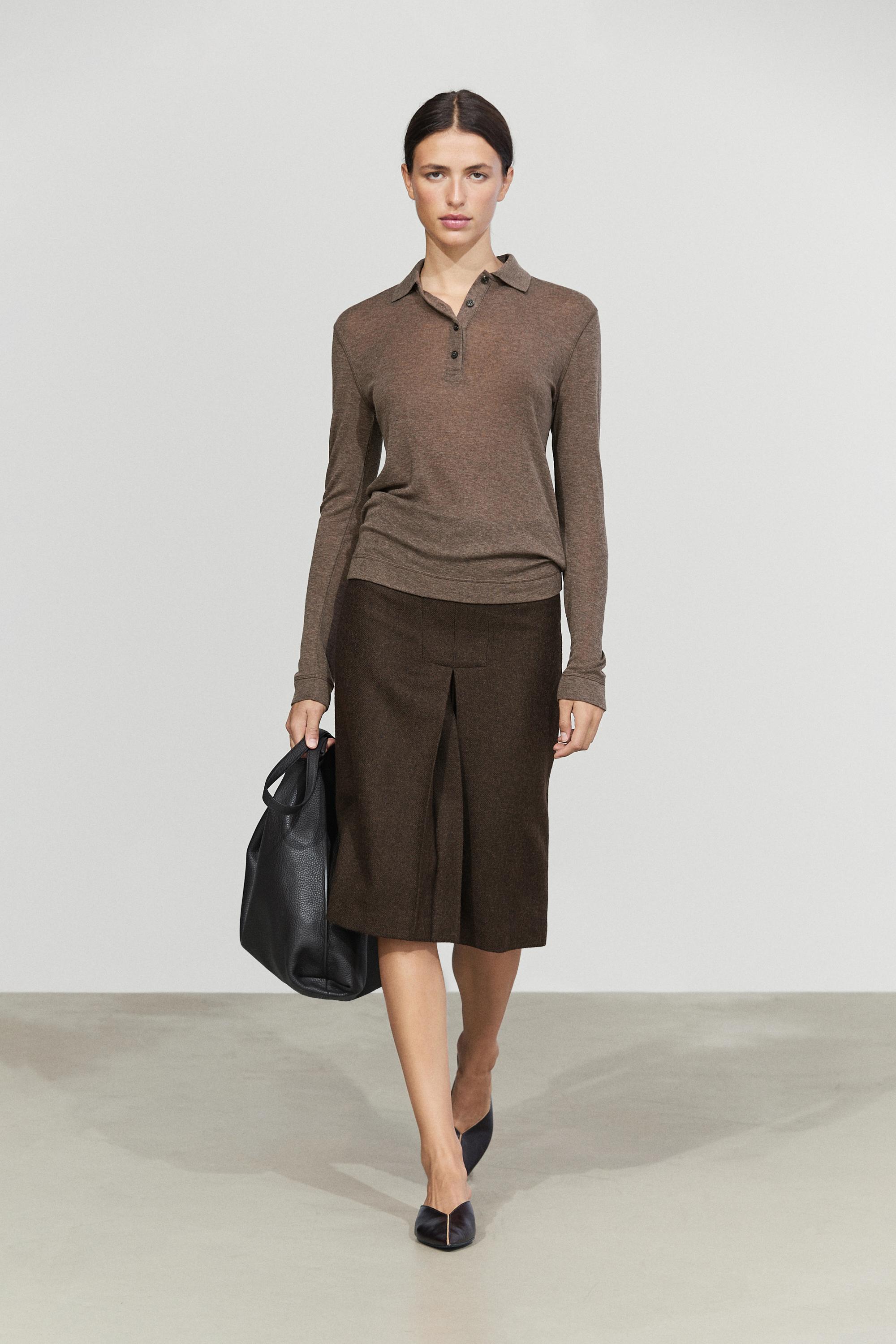 Long sleeve wool polo shirt