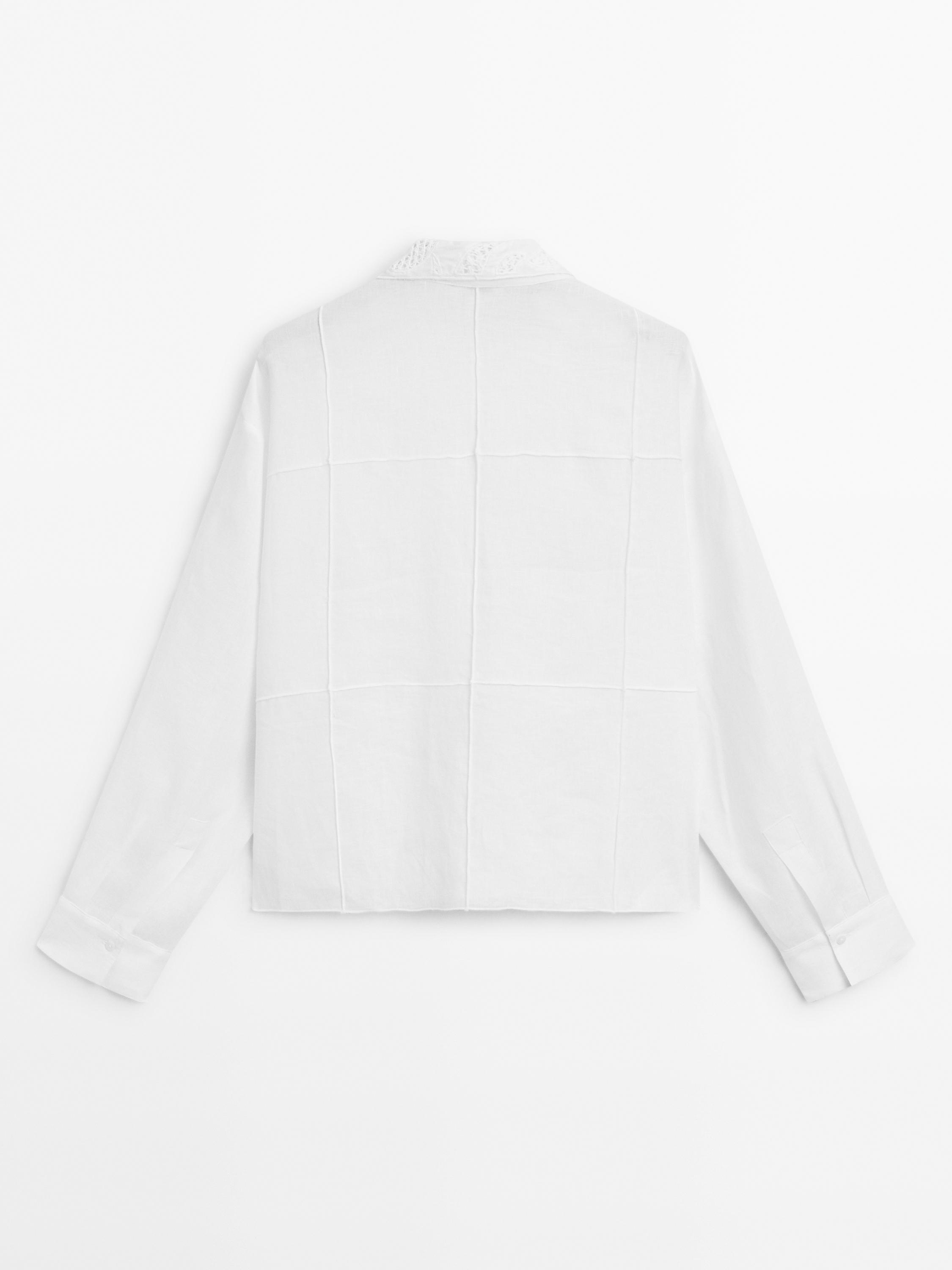 100% linen shirt with embroidered detail