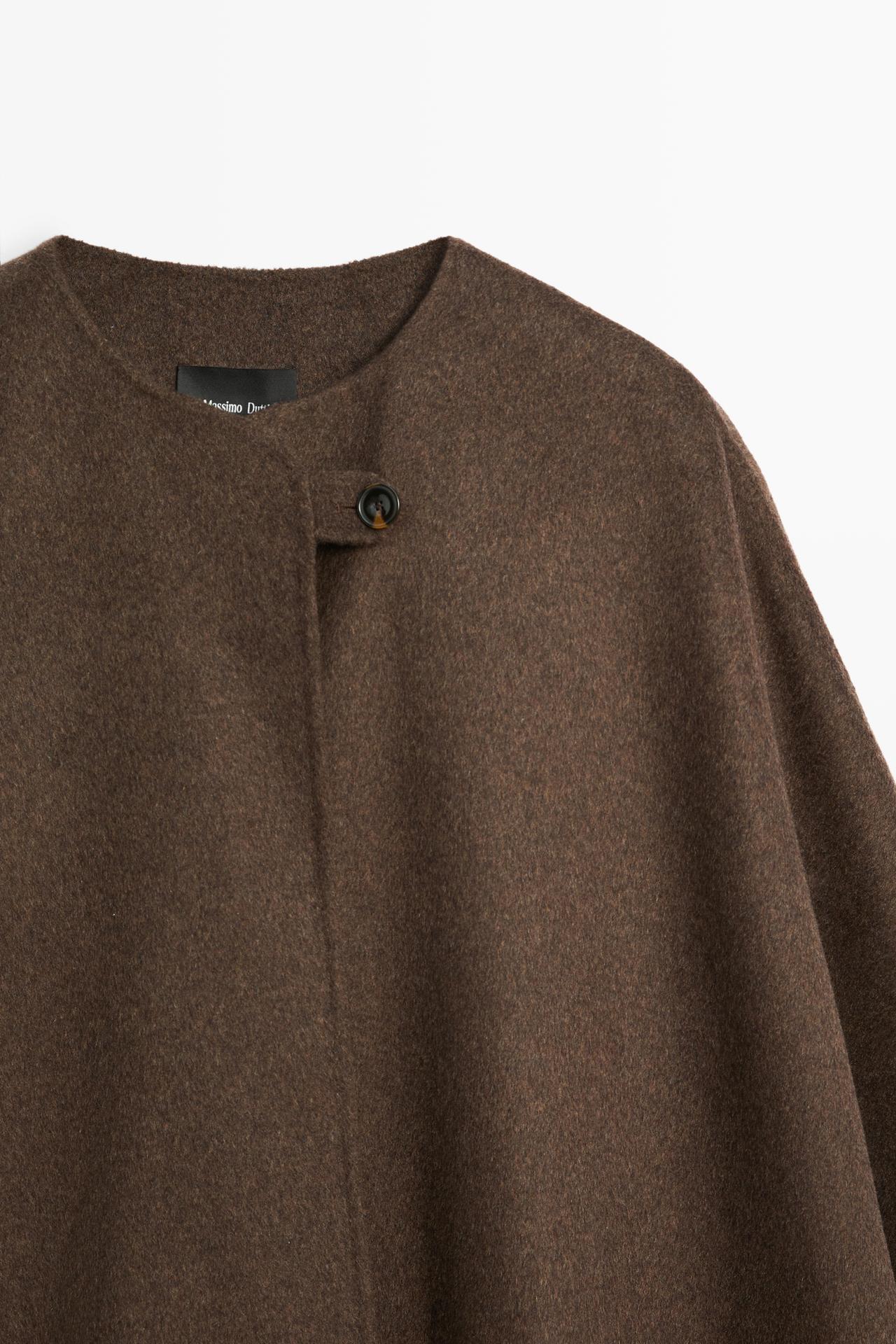 Wool blend buttoned cape — BROWN