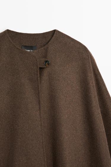 Wool blend buttoned cape — BROWN 4