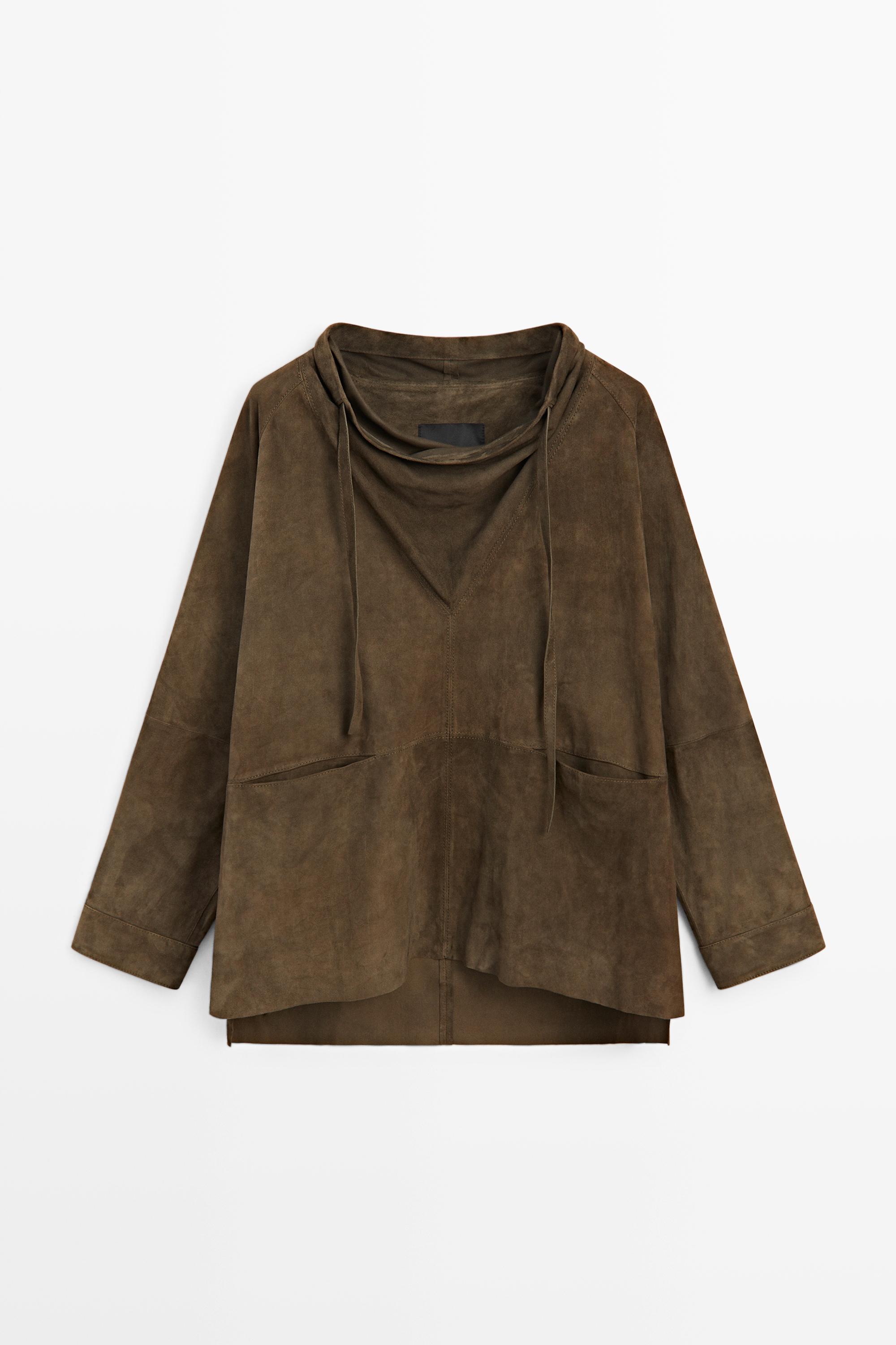 Camisa cuello subido piel ante