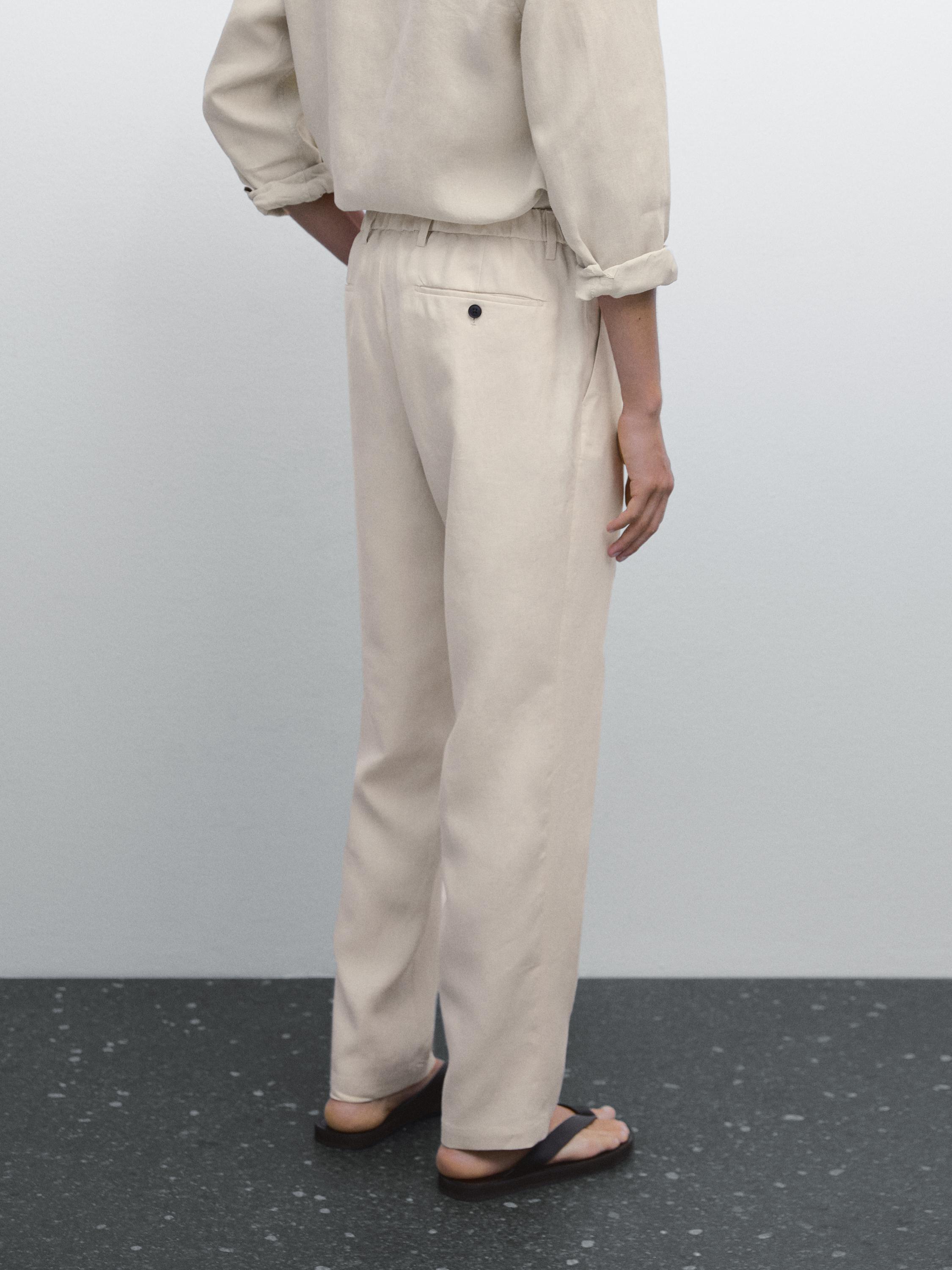 بنطلون كتان 100% بقصة عادية