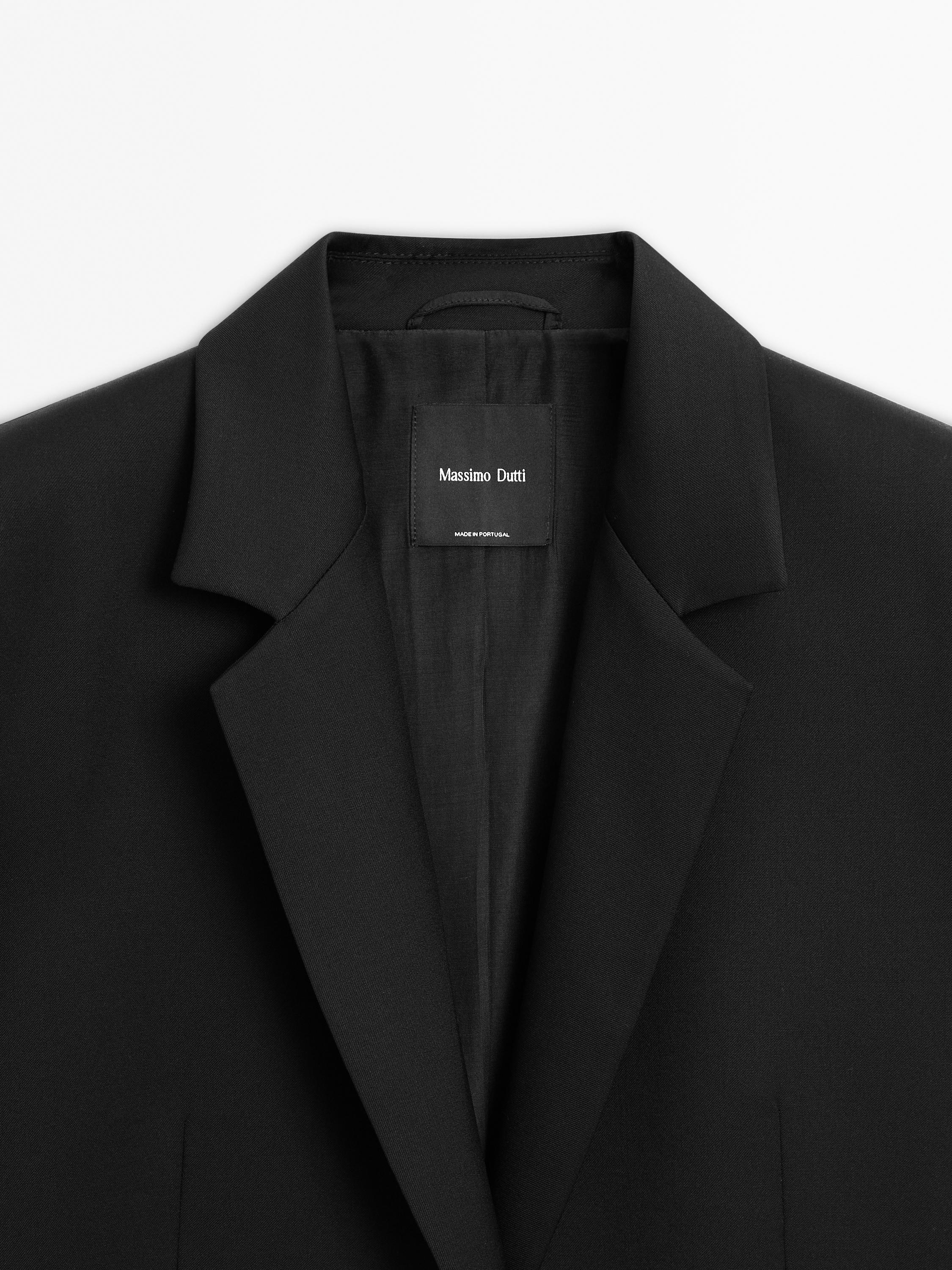 100% extra fine wool two-button blazer — BLACK