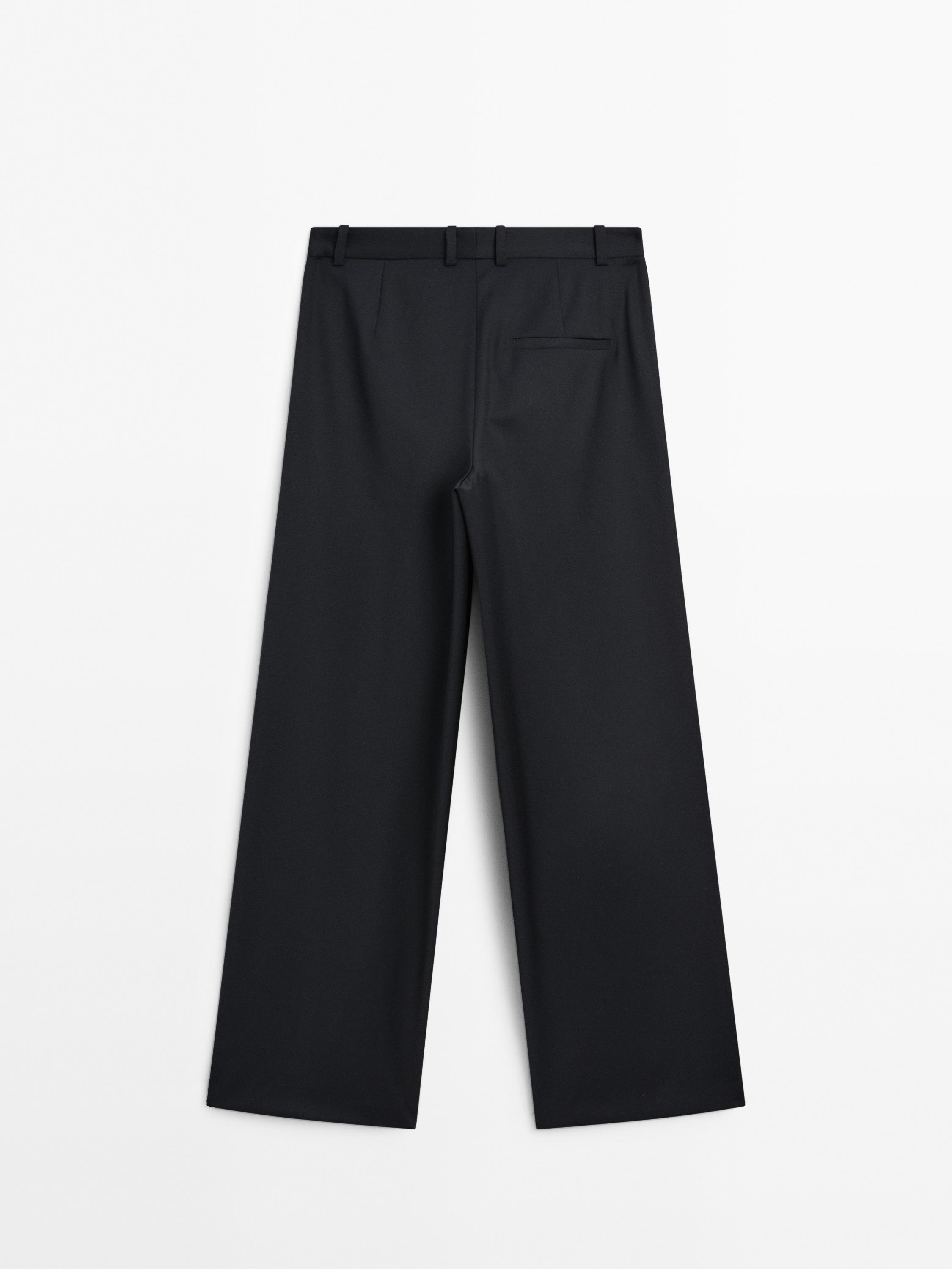 Pleated extra fine wool trousers — NAVY BLUE