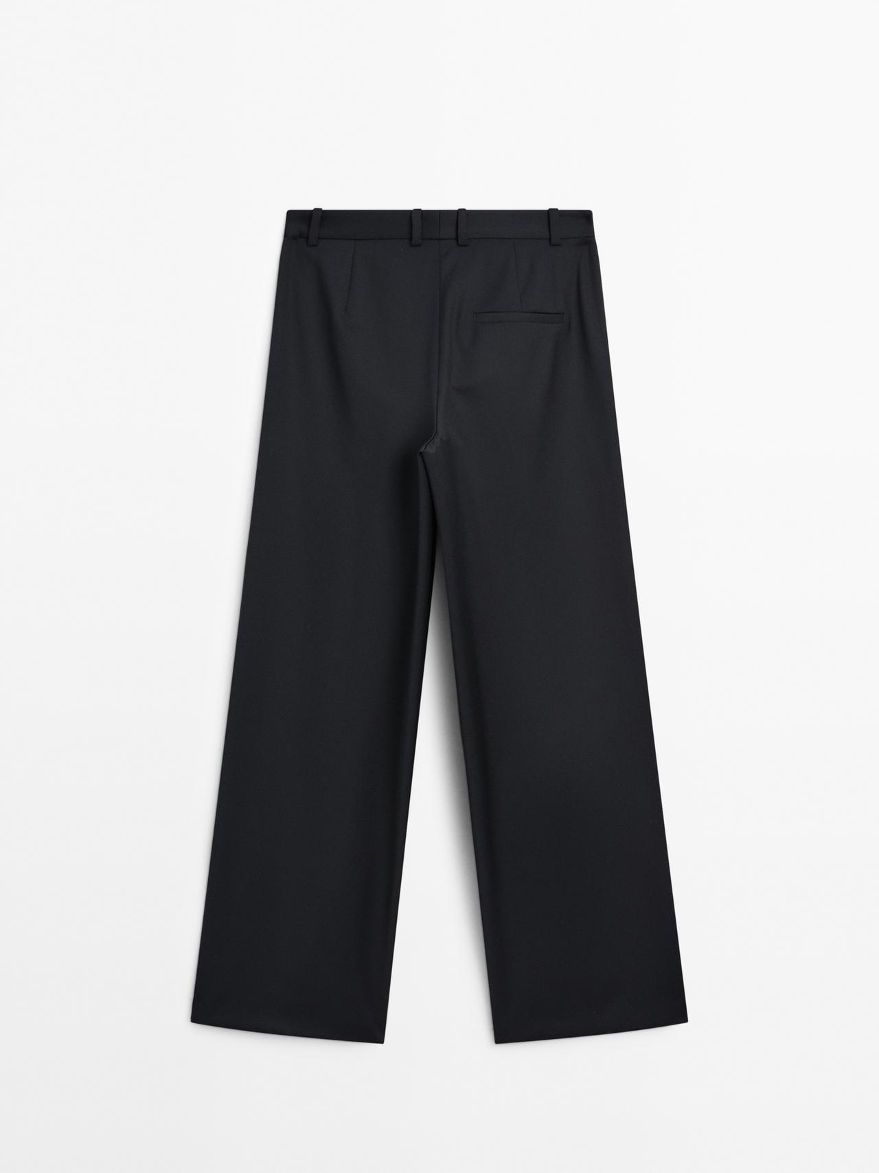 Extra fine wool pleated pants — NAVY BLUE