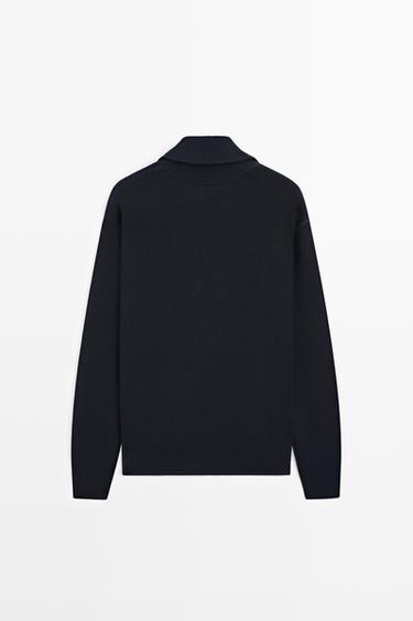 100% cotton zip-up knit cardigan — NAVY BLUE 6