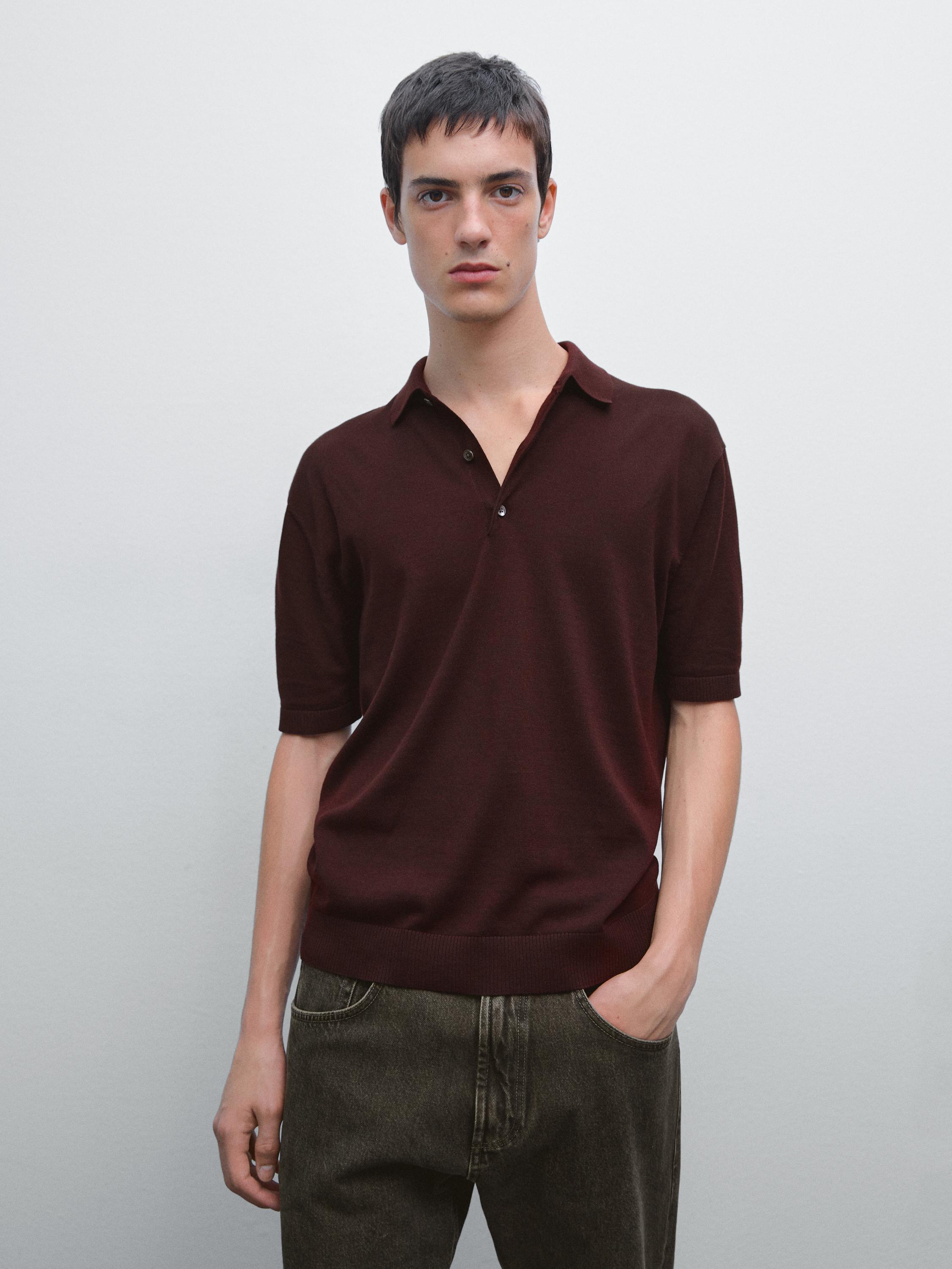 Short sleeve knit polo shirt