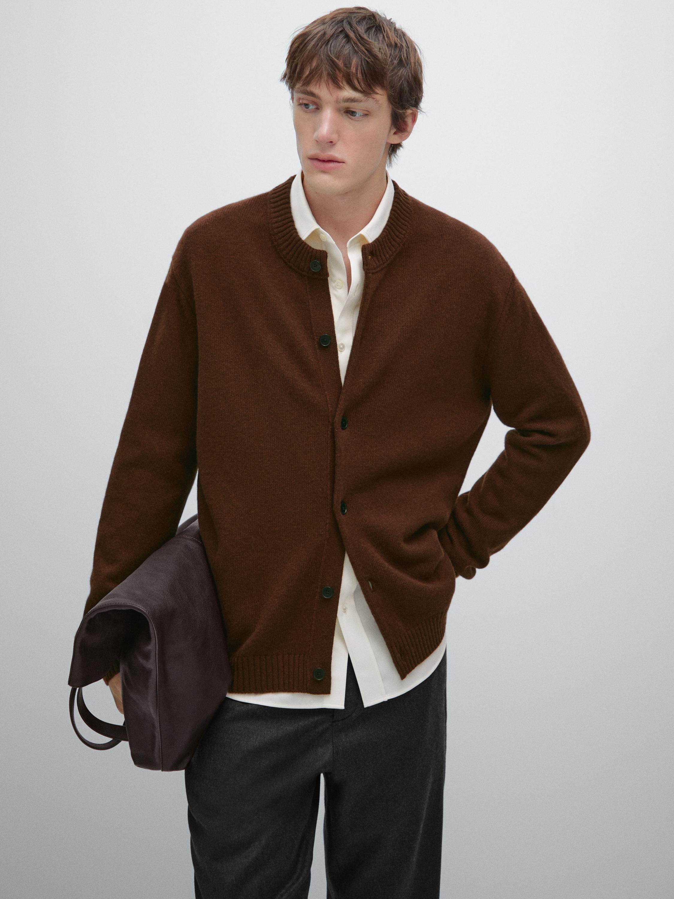 Cardigan 100 % laine à col rond