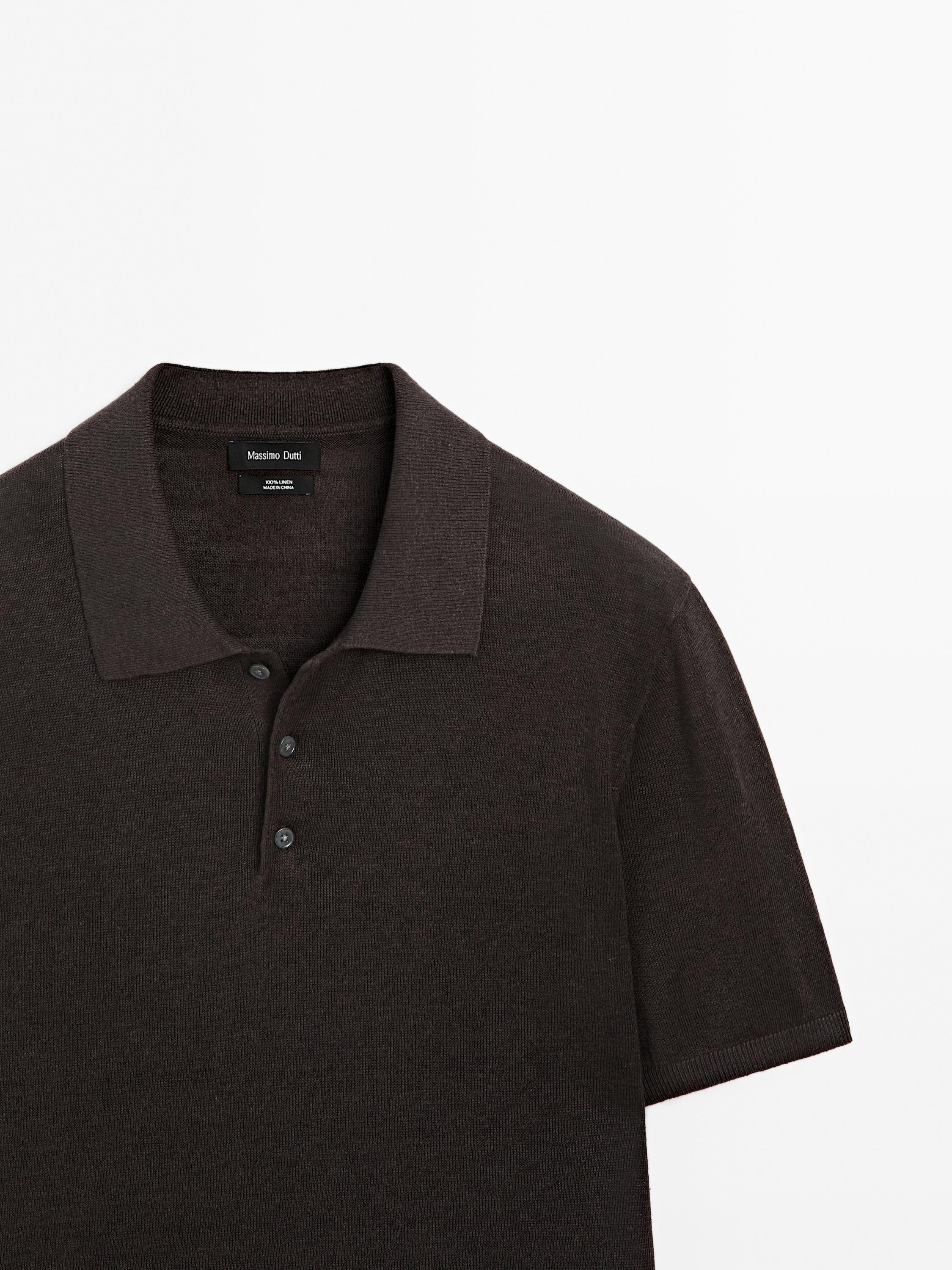 100% linen knit polo shirt