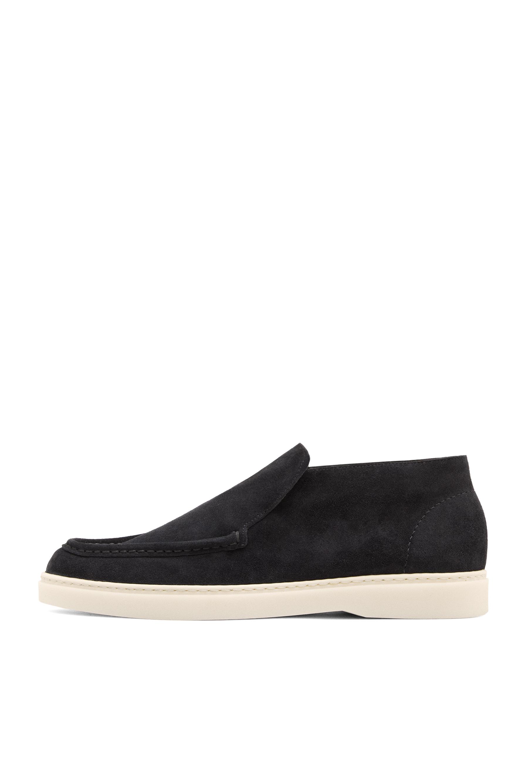 Split suede leather boot-style loafer — Dark blue