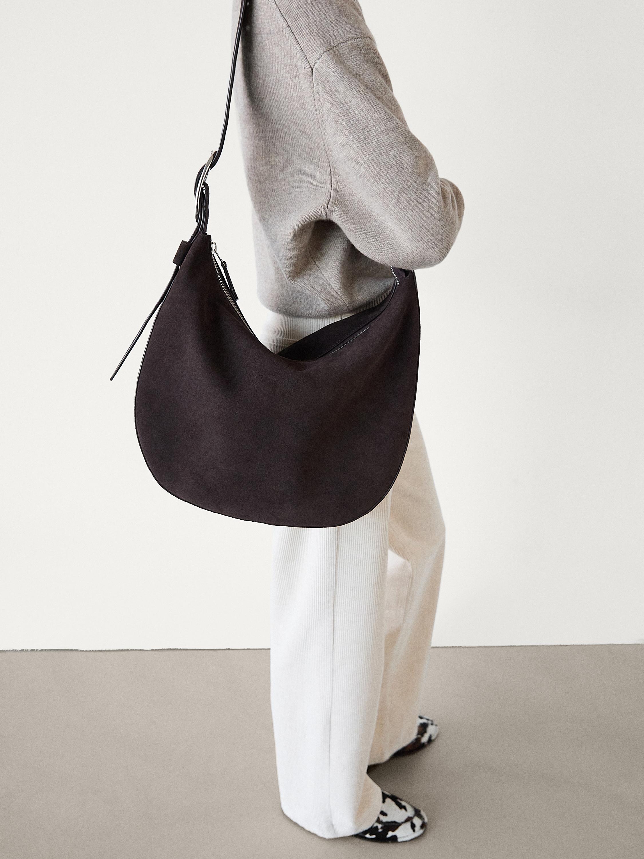 Split suede shoulder bag