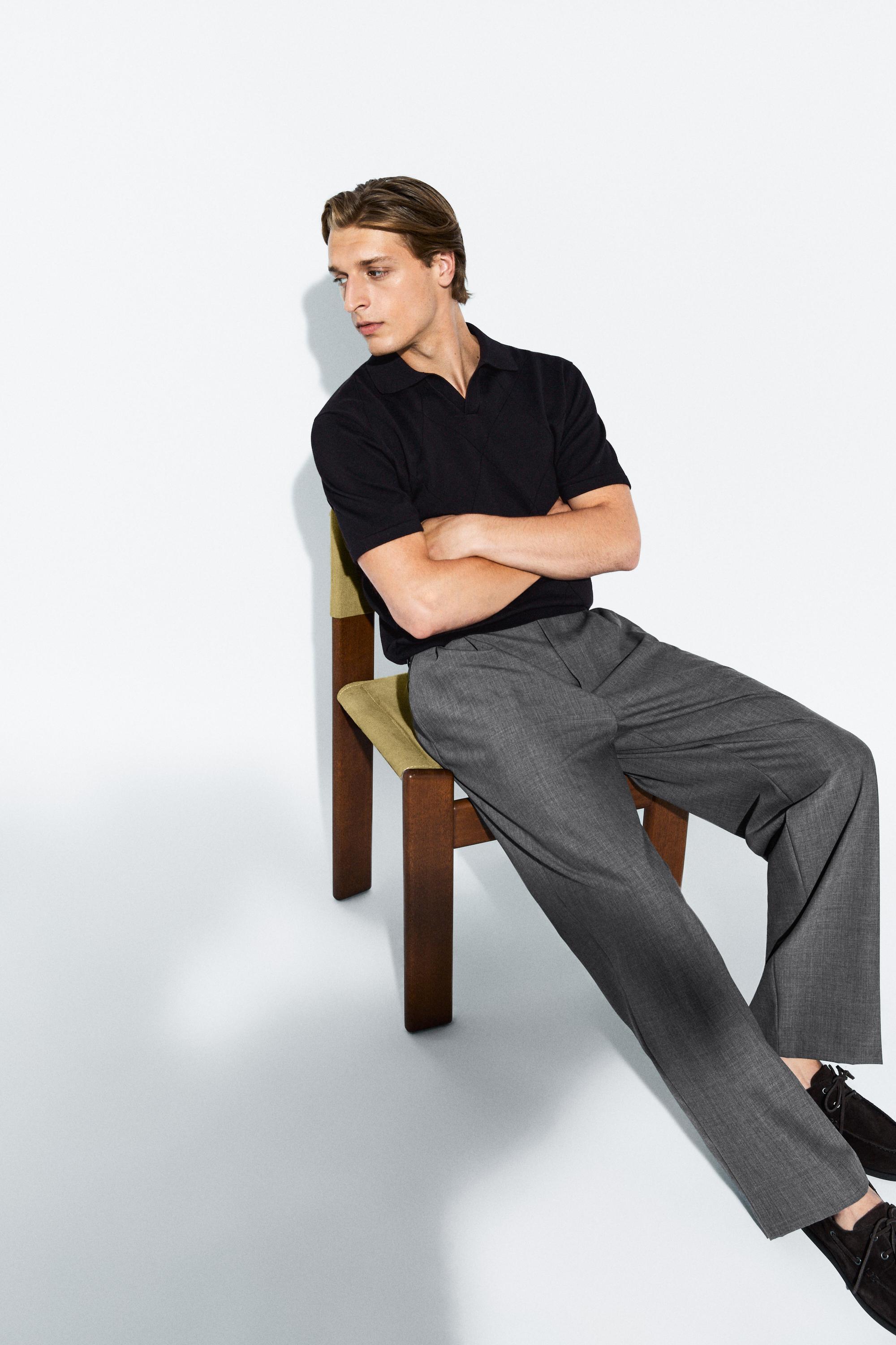 Relaxed fit cool wool darted pants — GREY