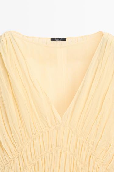 Flowing gathered midi dress — YELLOW 4