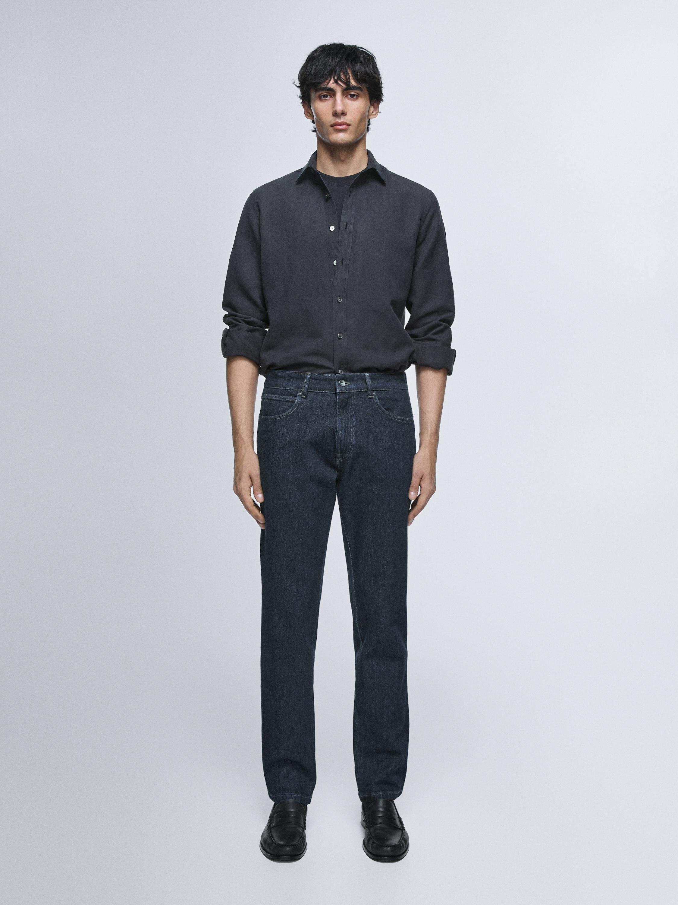 Rinse wash tapered fit jeans