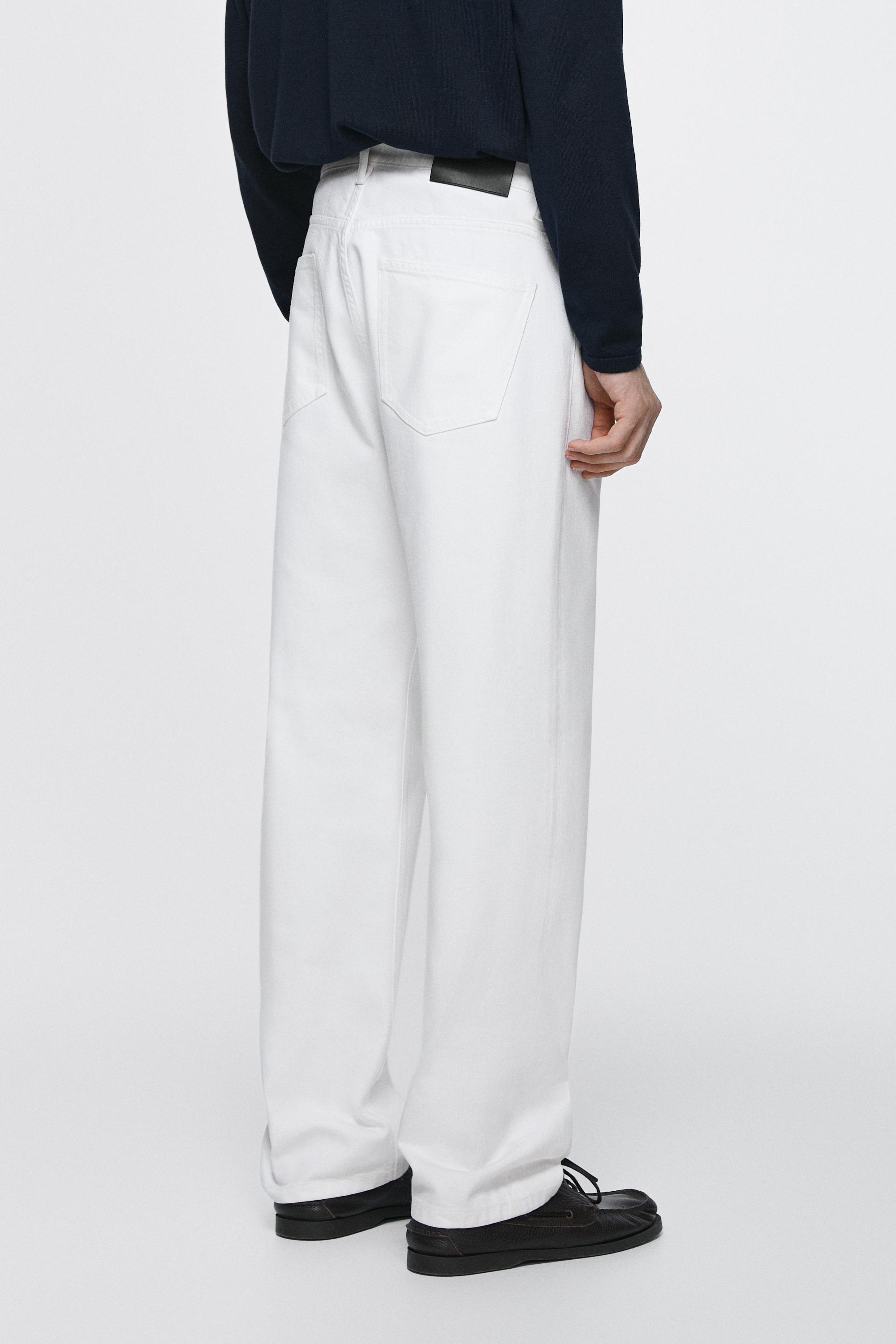 Straight-leg denim-effect pants — WHITE