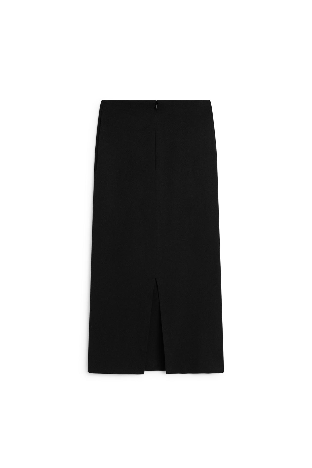 Stretch wool blend long skirt - LIMITED EDITION — BLACK