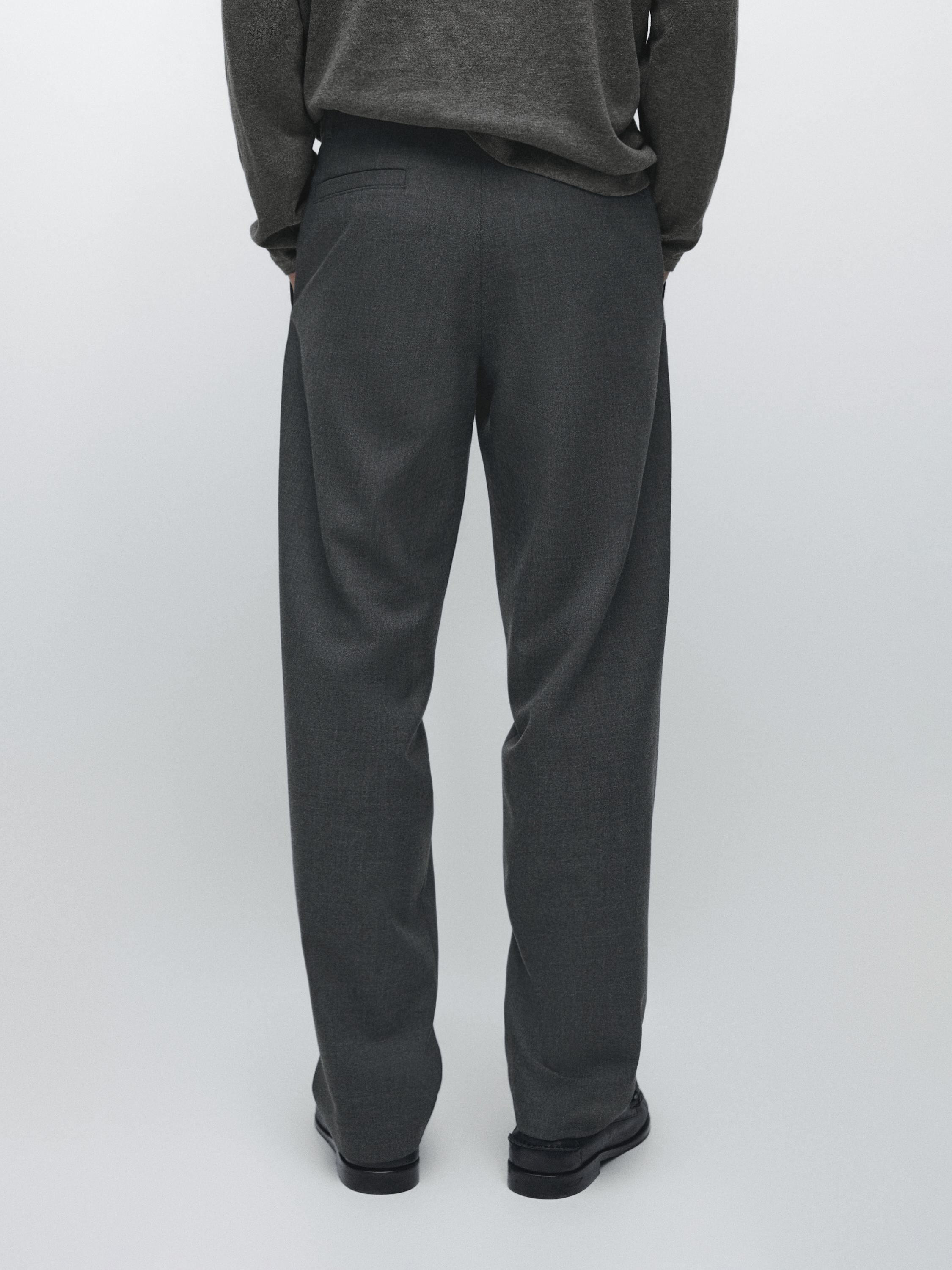 Cool wool textured trousers — GREY