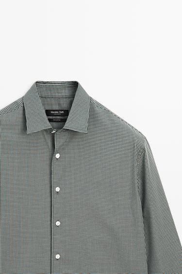 100% cotton check regular fit shirt — BOTTLE GREEN 4