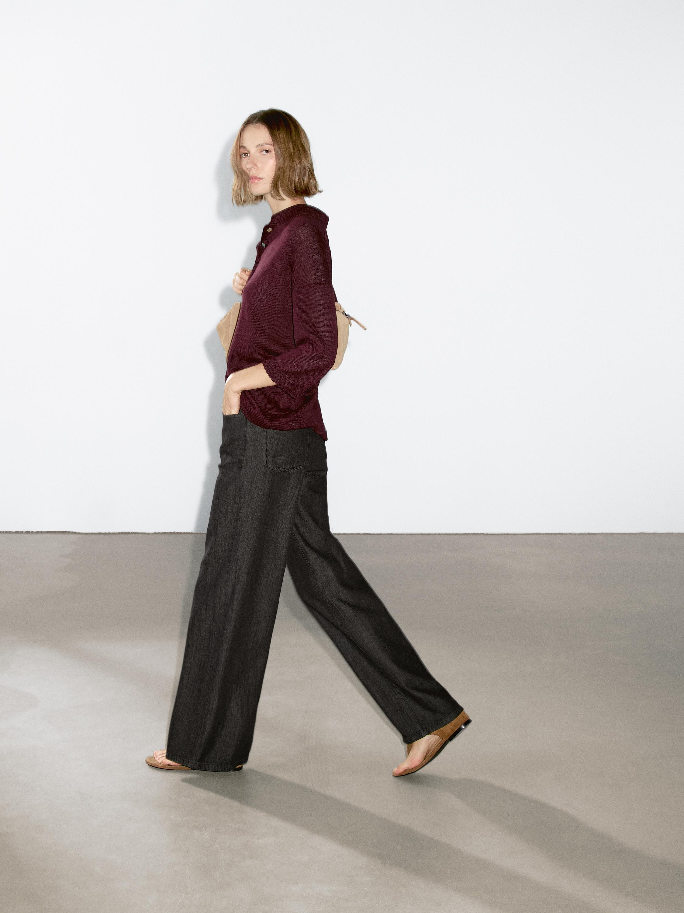 Oversize knit sweater with polo collar