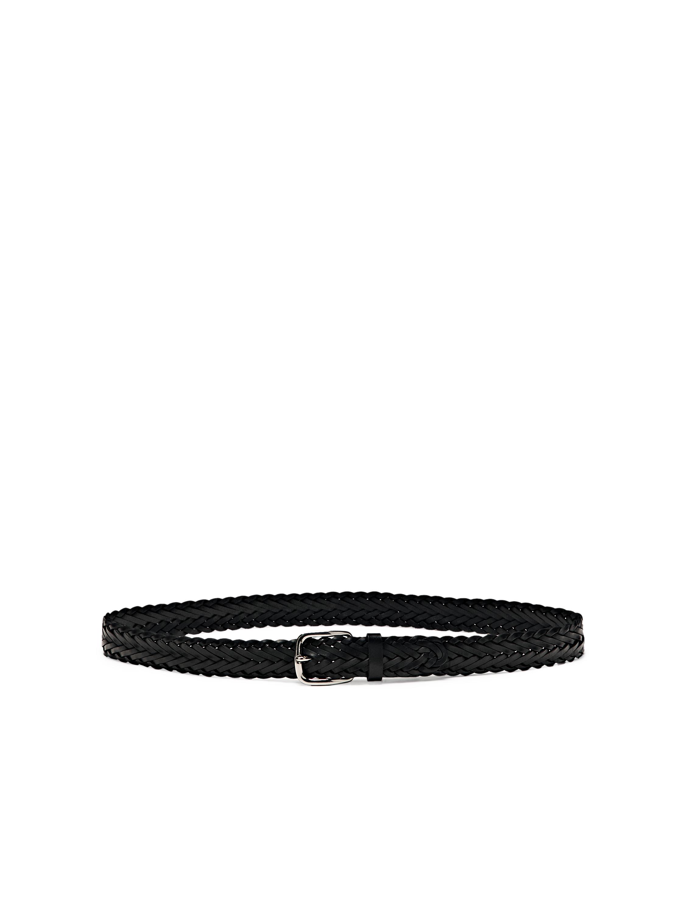 Braided nappa leather belt — BLACK