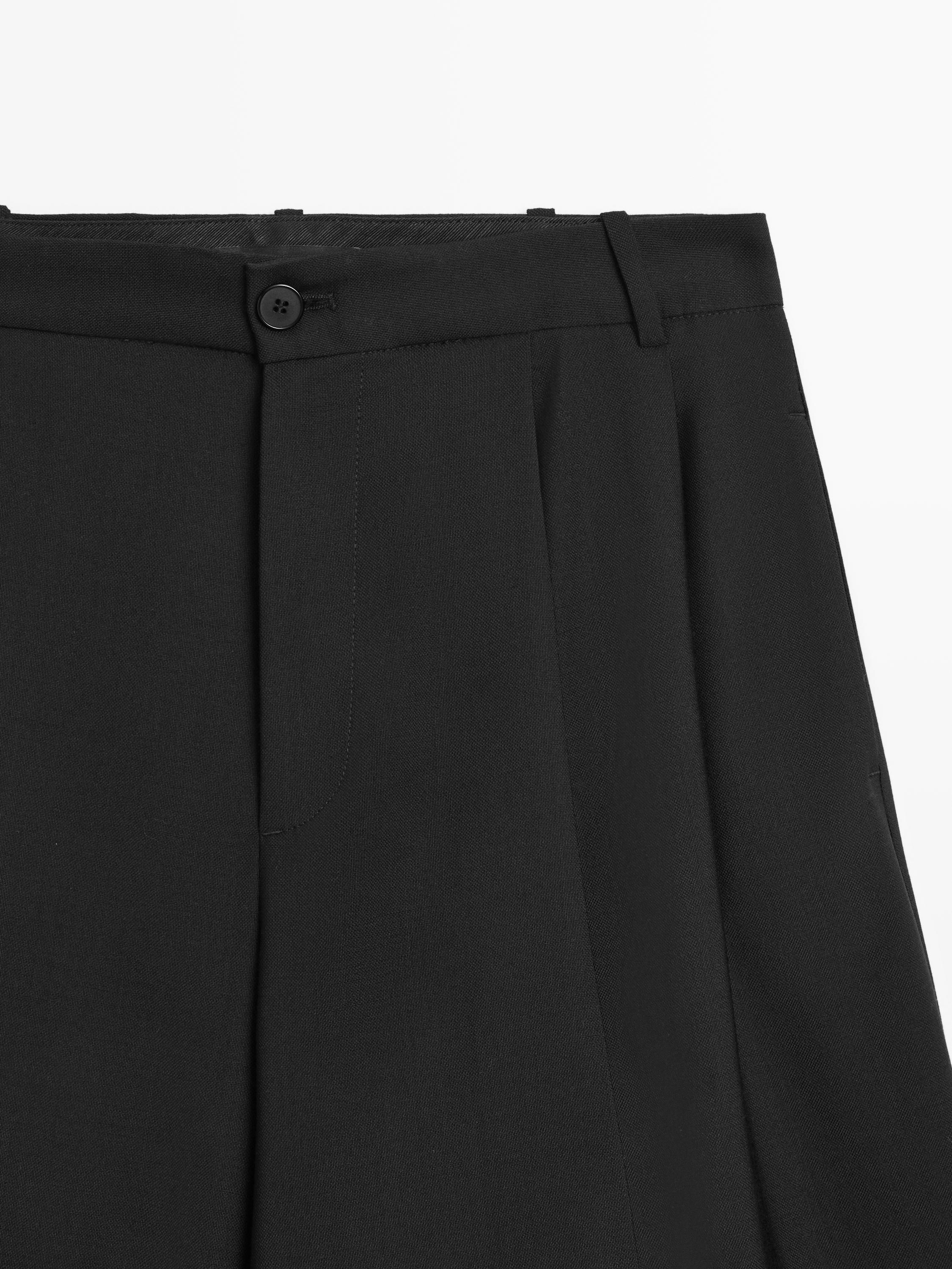 Flowing trousers with darts — BLACK