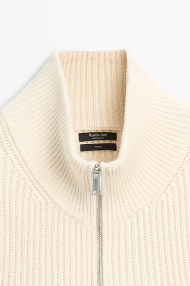 100% cotton purl knit cardigan — CREAM 9