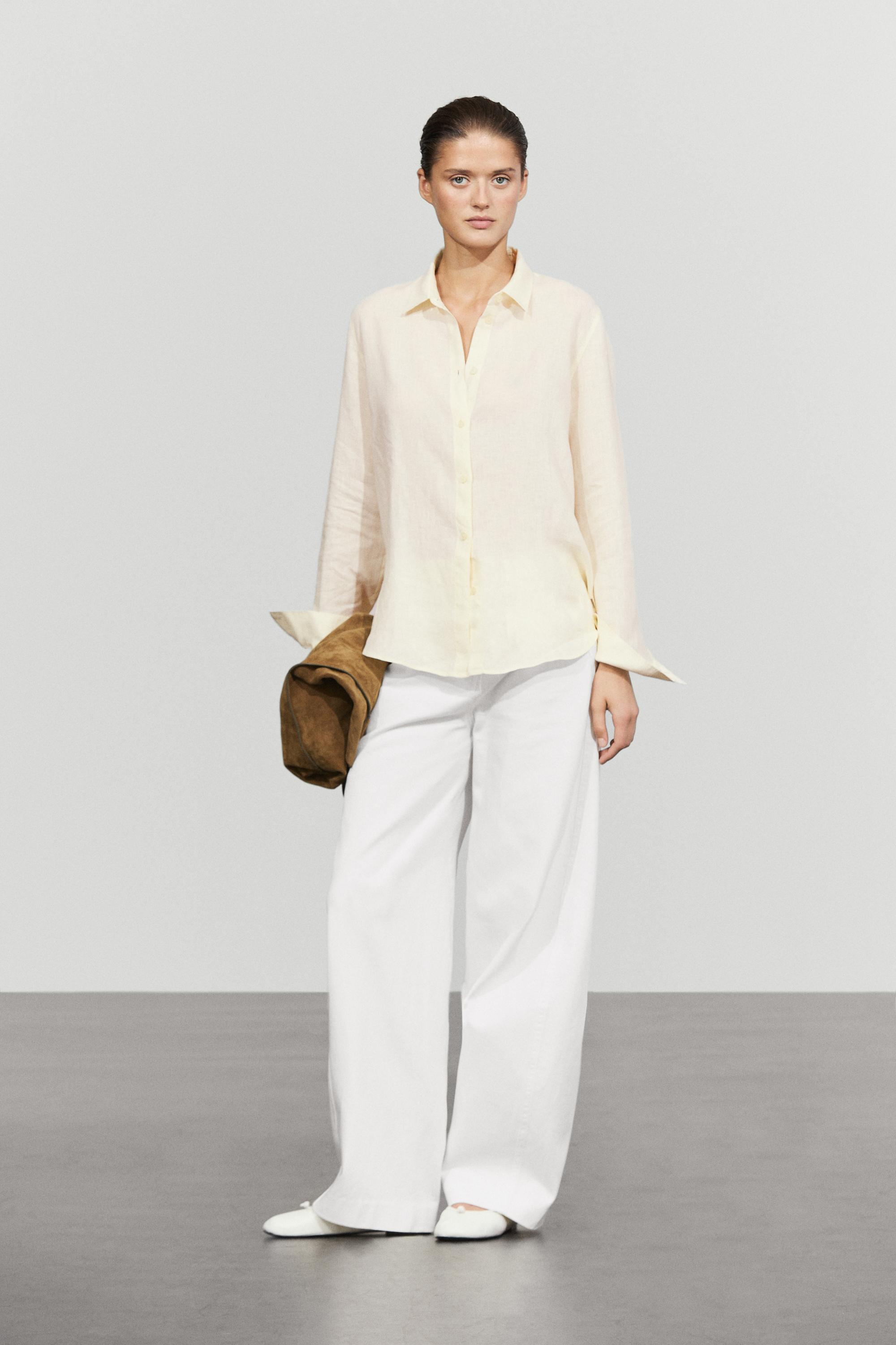 Flowing 100% linen shirt — YELLOW