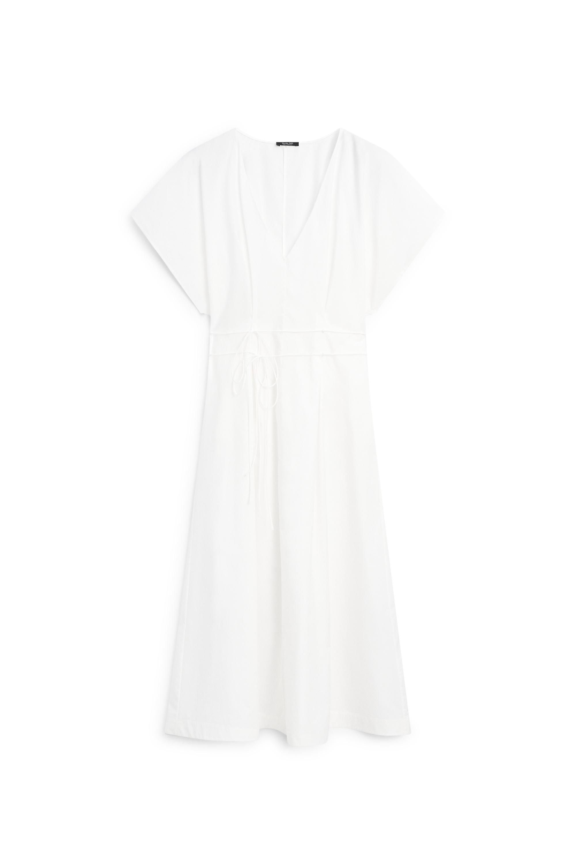 Poplin flounce midi dress — WHITE